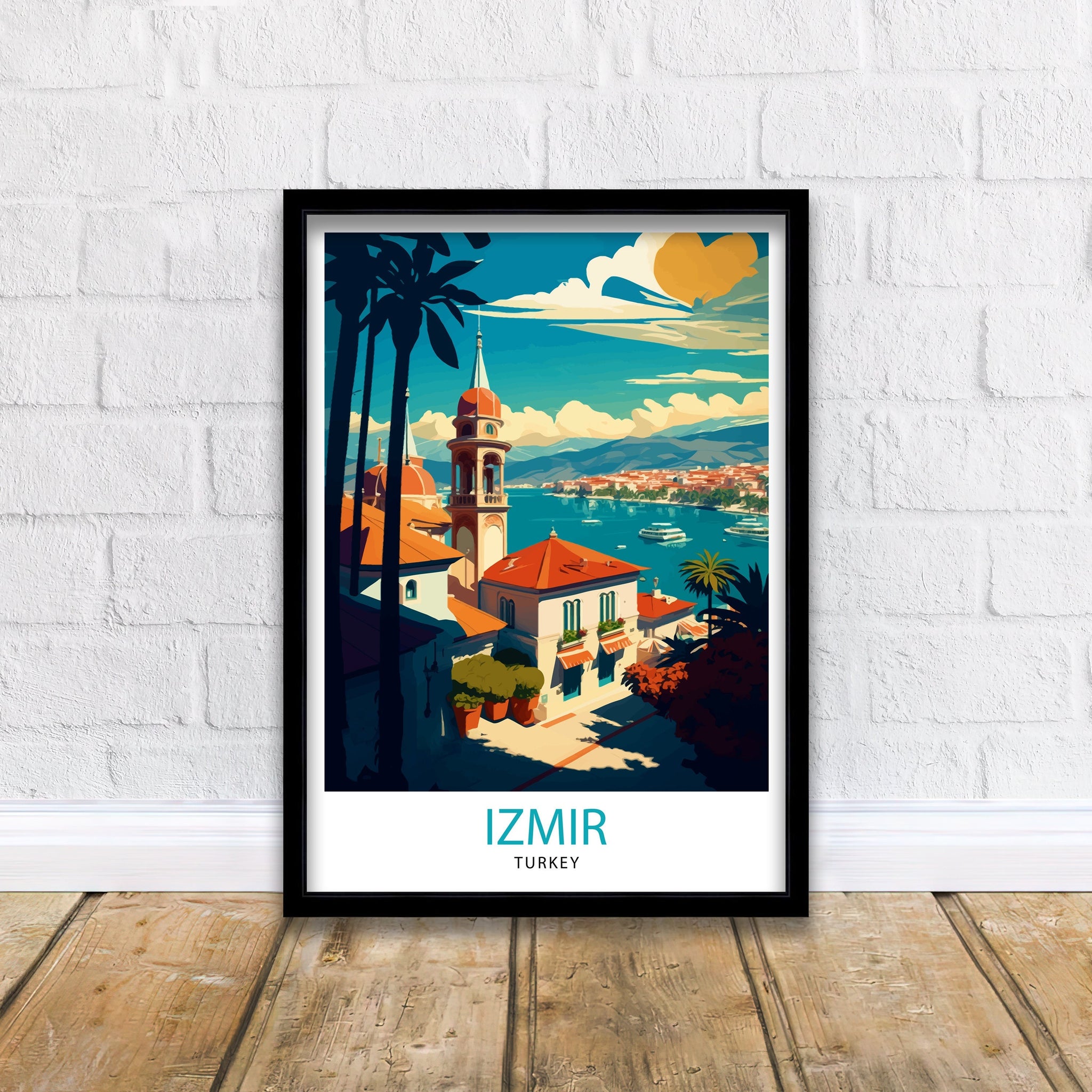 Izmir Turkey Travel Poster, Coastal City Art Print