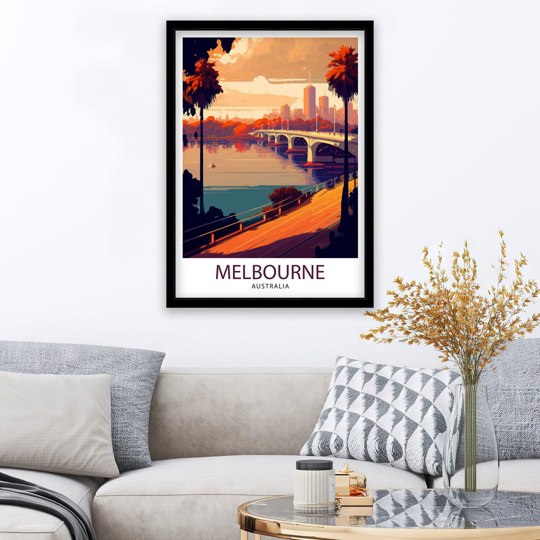 Melbourne Australia Travel Poster Melbourne Wall Art Melbourne Decor Melbourne Illustration Australia Travel Poster Melbourne Cityscape