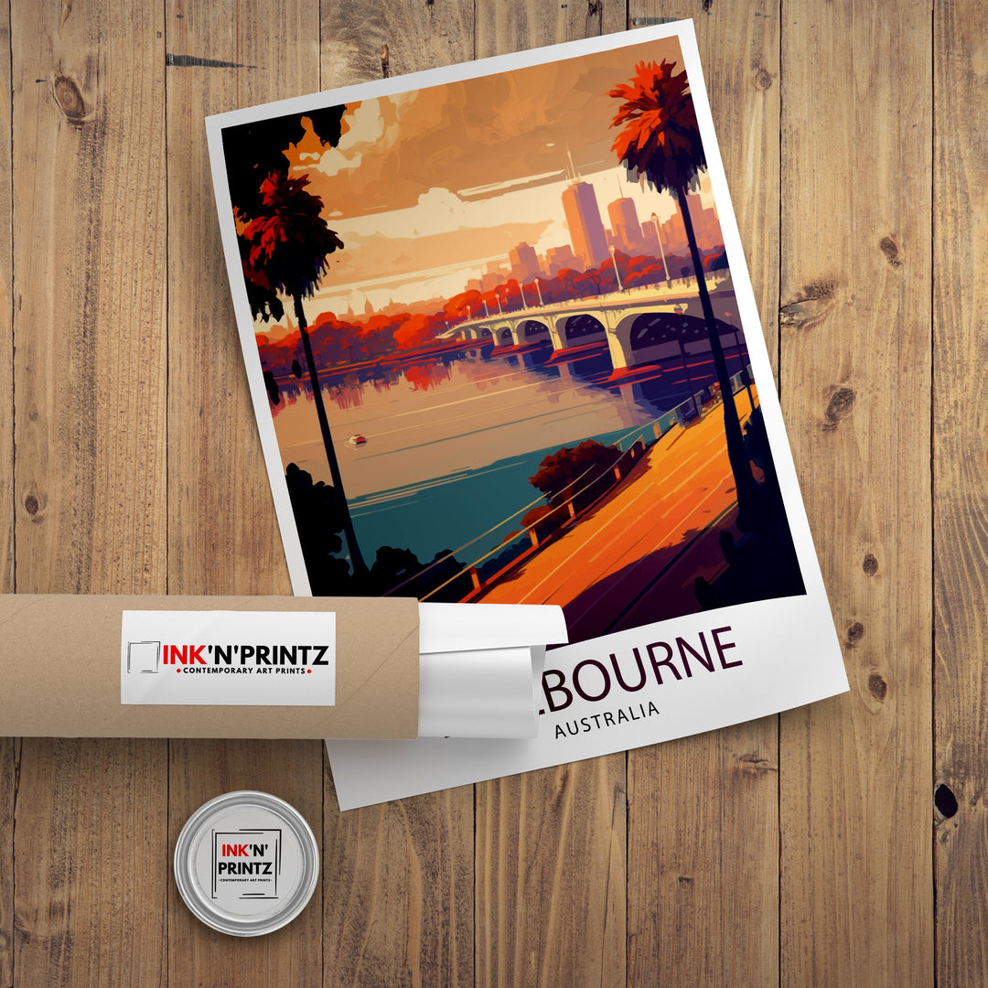 Melbourne Australia Travel Poster Melbourne Wall Art Melbourne Decor Melbourne Illustration Australia Travel Poster Melbourne Cityscape