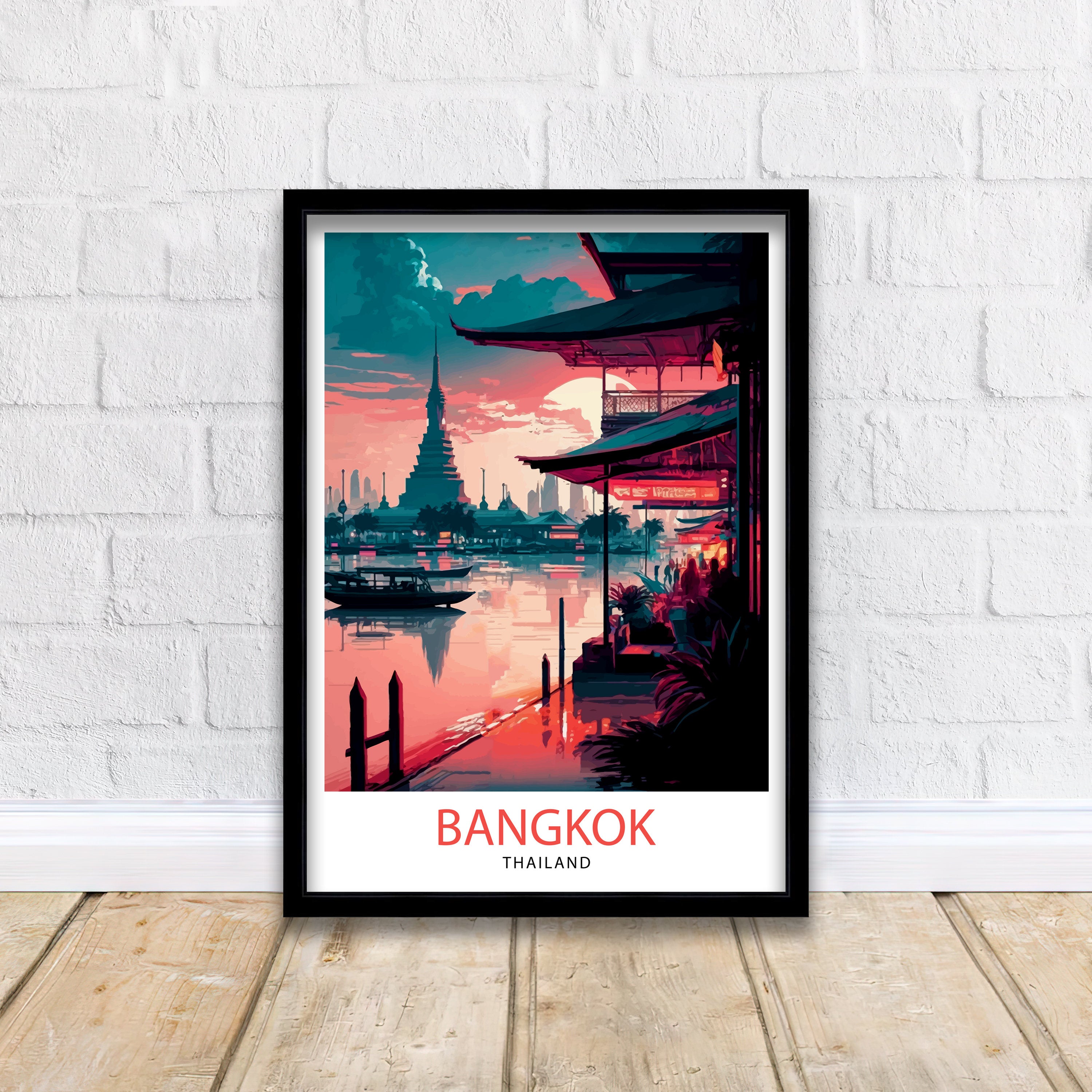 Bangkok Thailand Travel Print Bangkok Wall Decor Thailand Illustration Bangkok Travel Poster Gift for Thailand Travel Thailand Home Decor