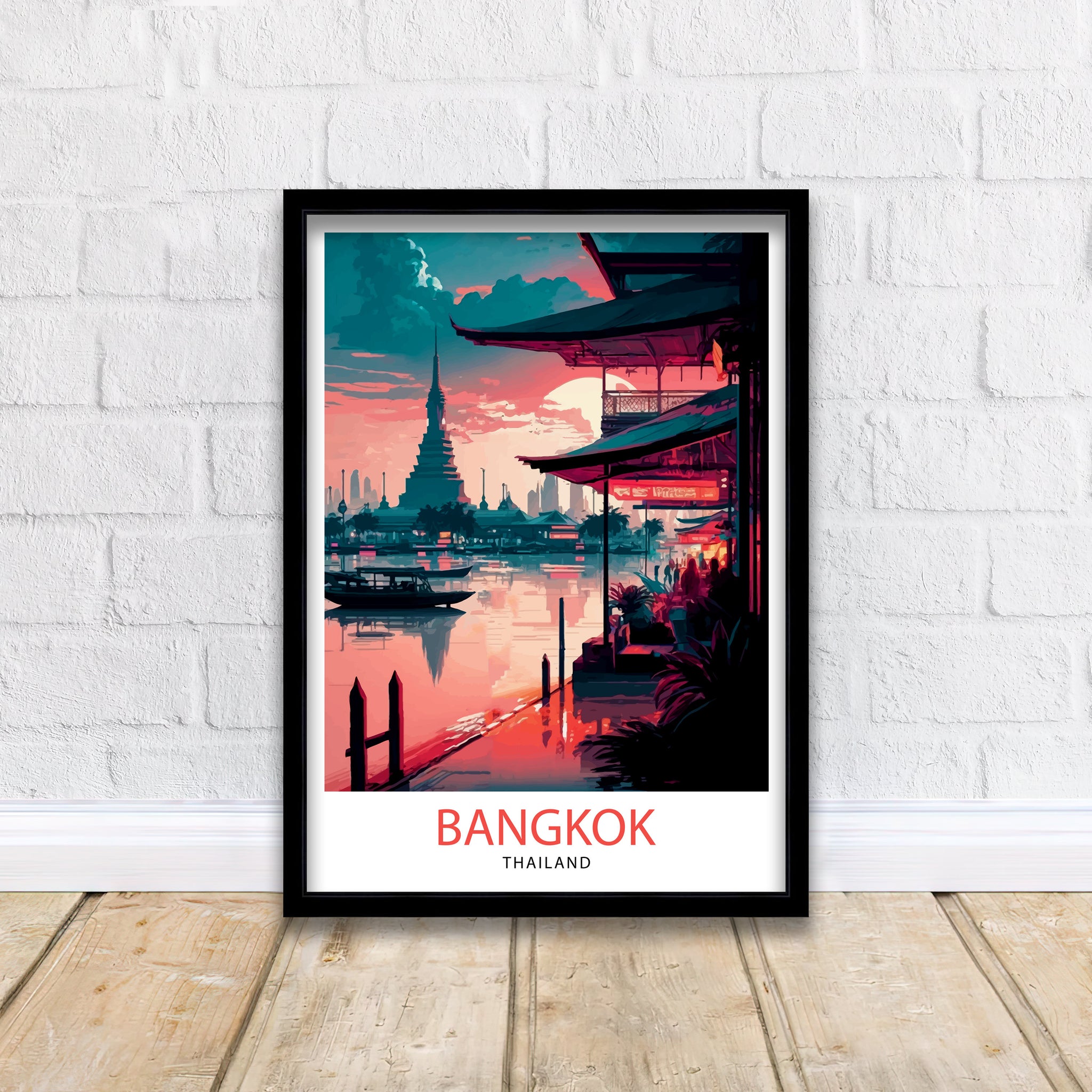 Bangkok Thailand Travel Print Bangkok Wall Decor Thailand Illustration Bangkok Travel Poster Gift for Thailand Travel Thailand Home Decor