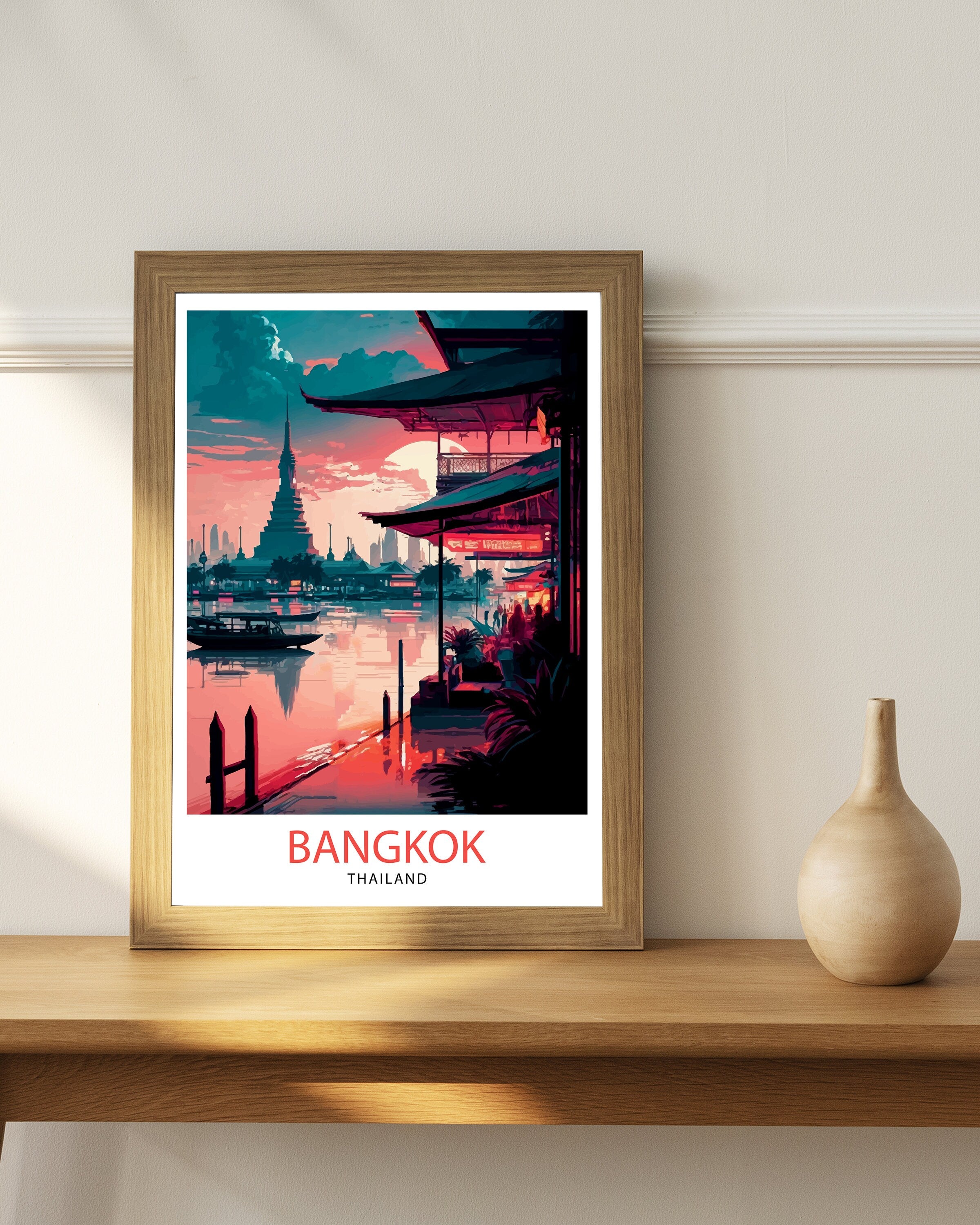 Bangkok Thailand Travel Print Bangkok Wall Decor Thailand Illustration Bangkok Travel Poster Gift for Thailand Travel Thailand Home Decor