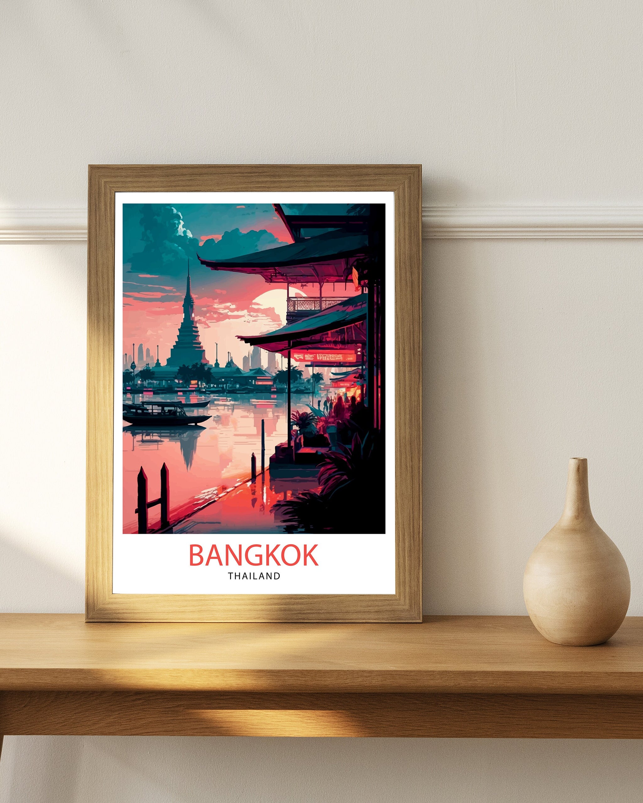 Bangkok Thailand Travel Print Bangkok Wall Decor Thailand Illustration Bangkok Travel Poster Gift for Thailand Travel Thailand Home Decor