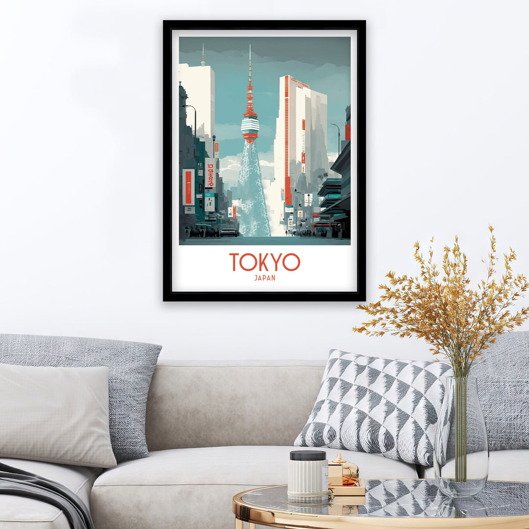 Tokyo Japan Travel Poster Tokyo Wall Art Japan Illustration Travel Poster Tokyo Skyline Japan Home Decor Tokyo Gift