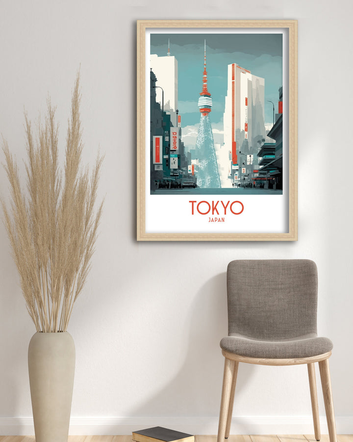 Tokyo Japan Travel Poster Tokyo Wall Art Japan Illustration Travel Poster Tokyo Skyline Japan Home Decor Tokyo Gift