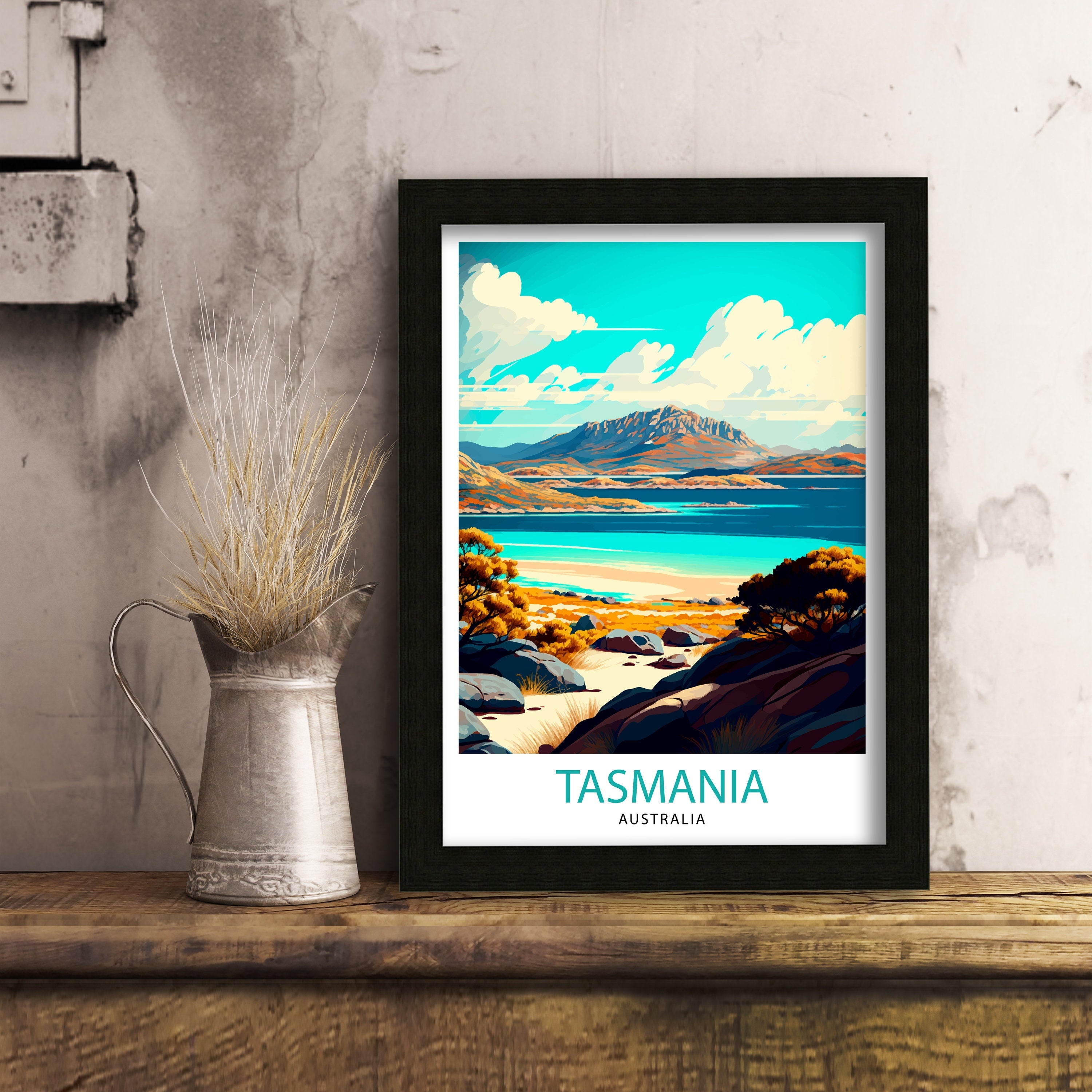 Tasmania Travel Poster: Australian Coastal Illustration Art Print