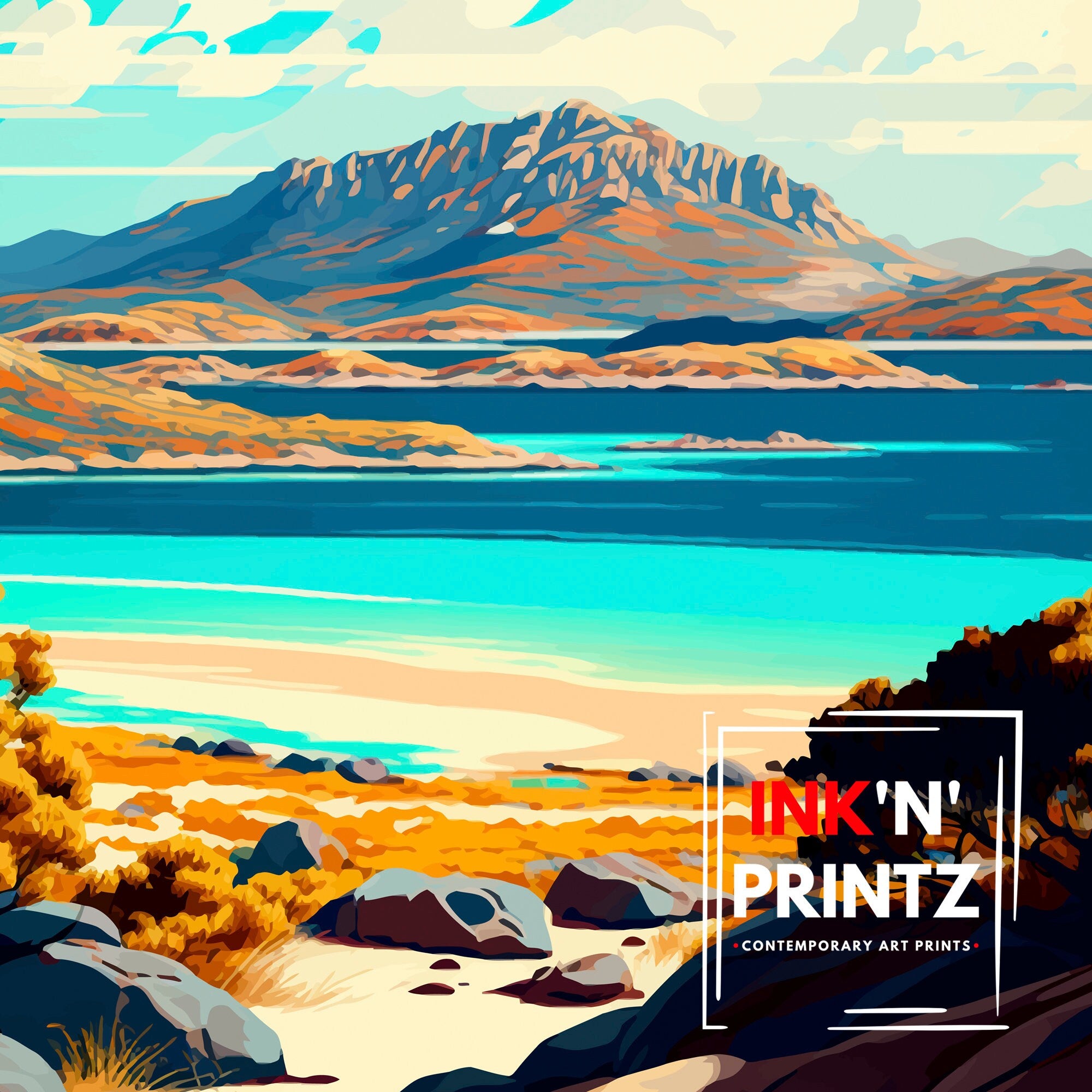 Tasmania Travel Poster: Australian Coastal Illustration Art Print