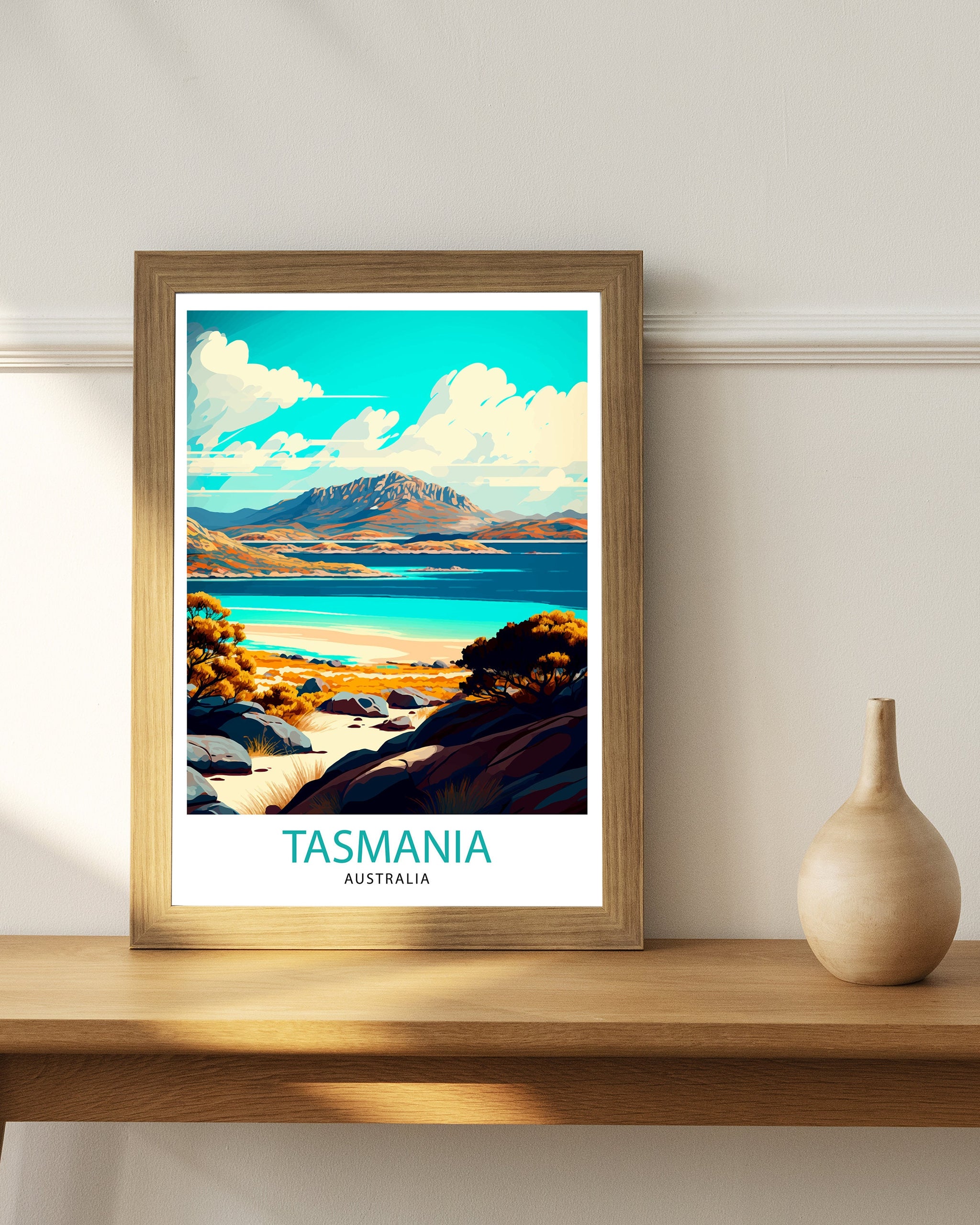 Tasmania Travel Poster: Australian Coastal Illustration Art Print