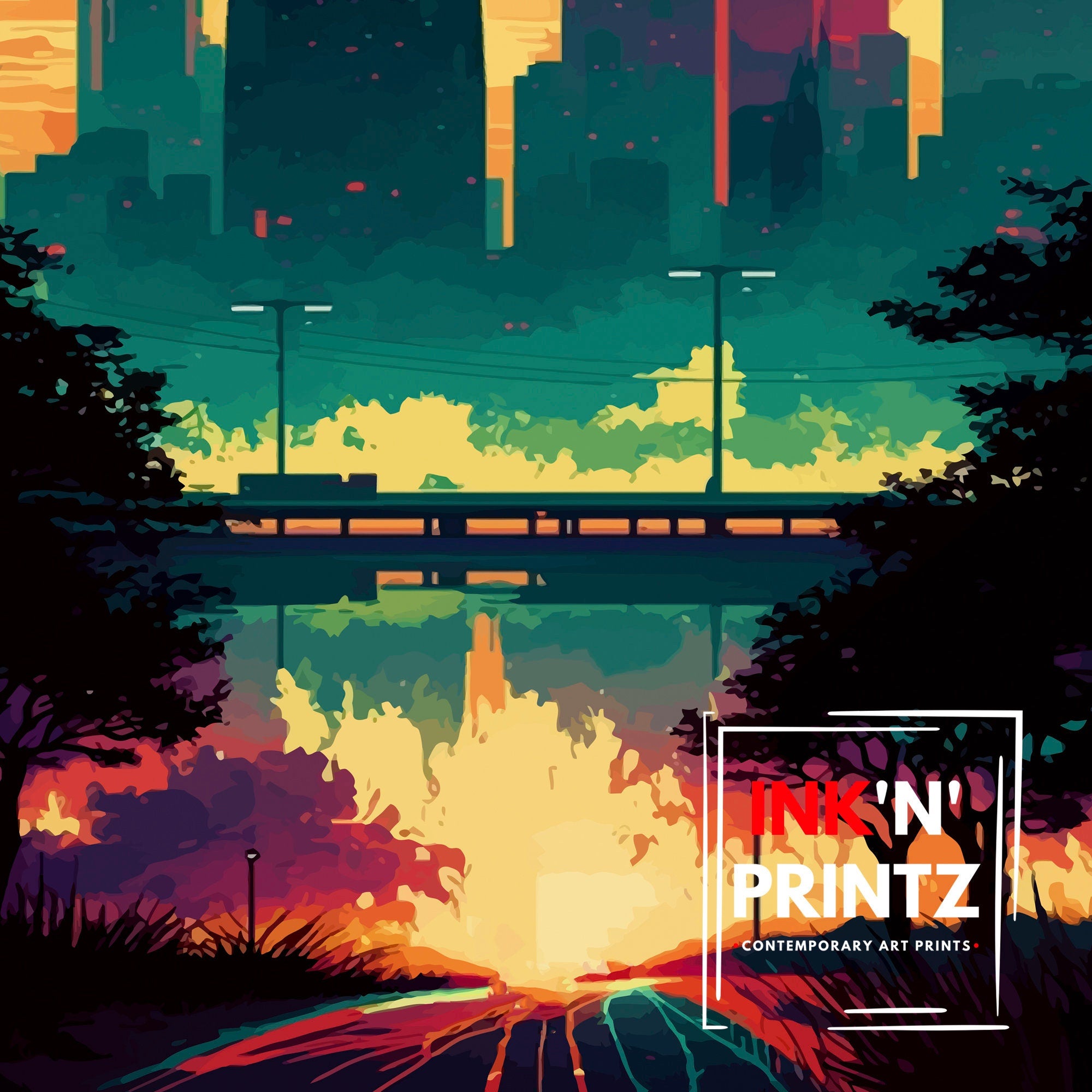 Dallas Texas Travel Poster | Sunset Skyline Art Print