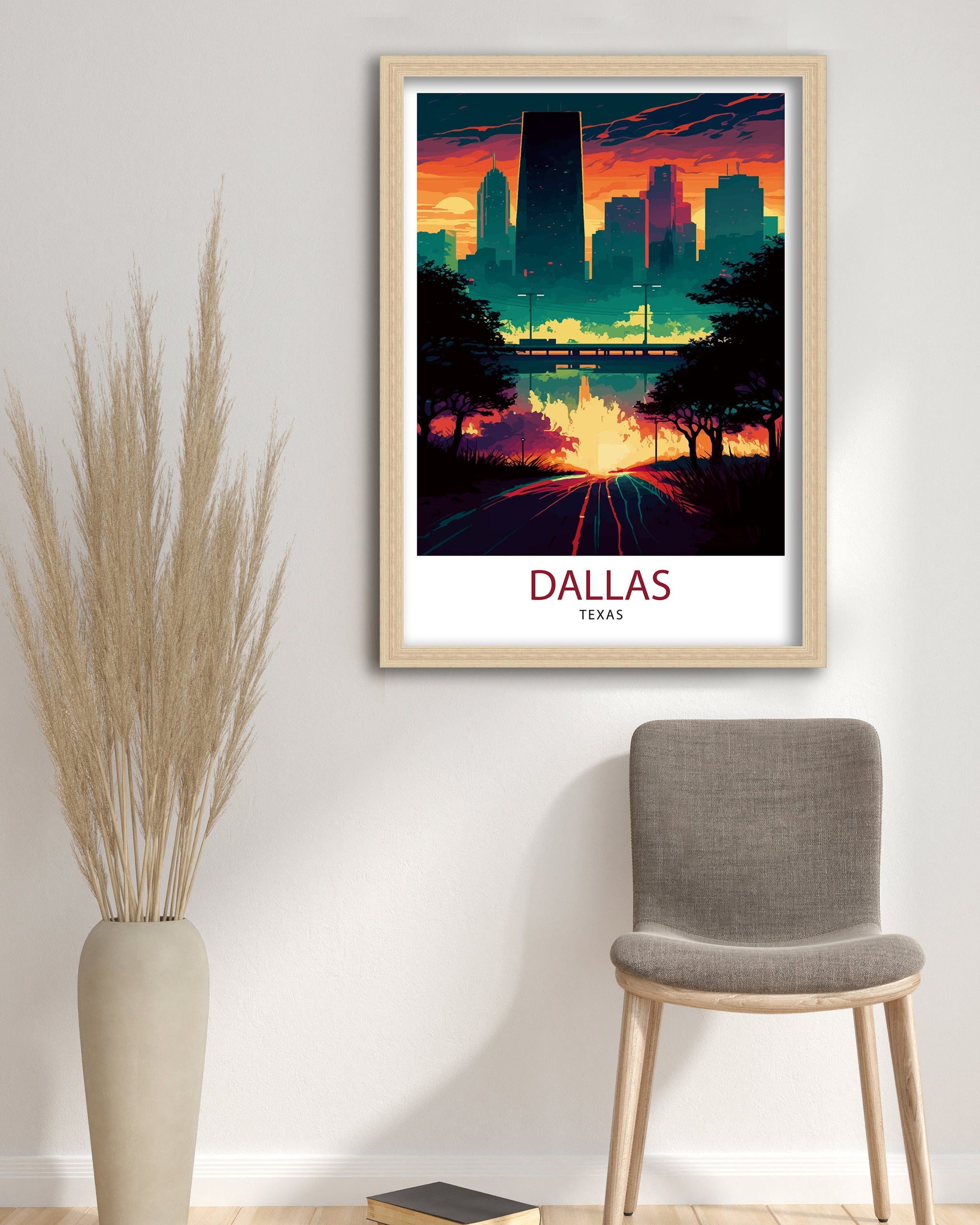 Dallas Texas Travel Poster | Sunset Skyline Art Print