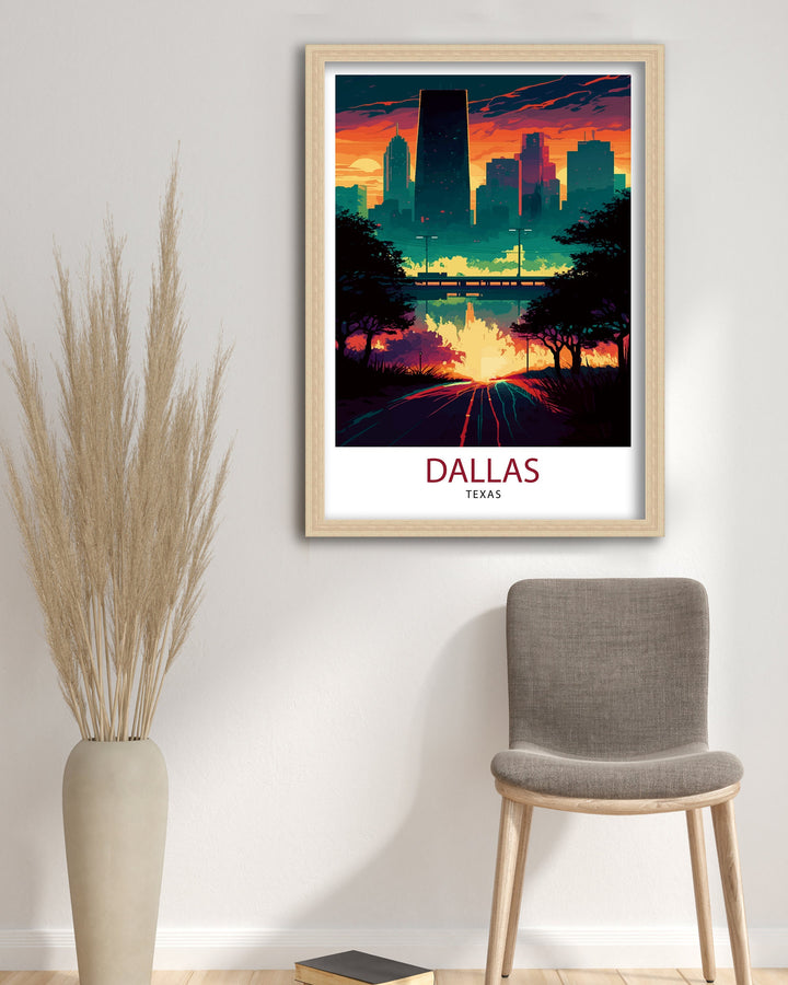 Dallas Texas Travel Print| Dallas Wall Art Dallas Home Decor Dallas Illustration Travel Poster Gift Texas Home Decor