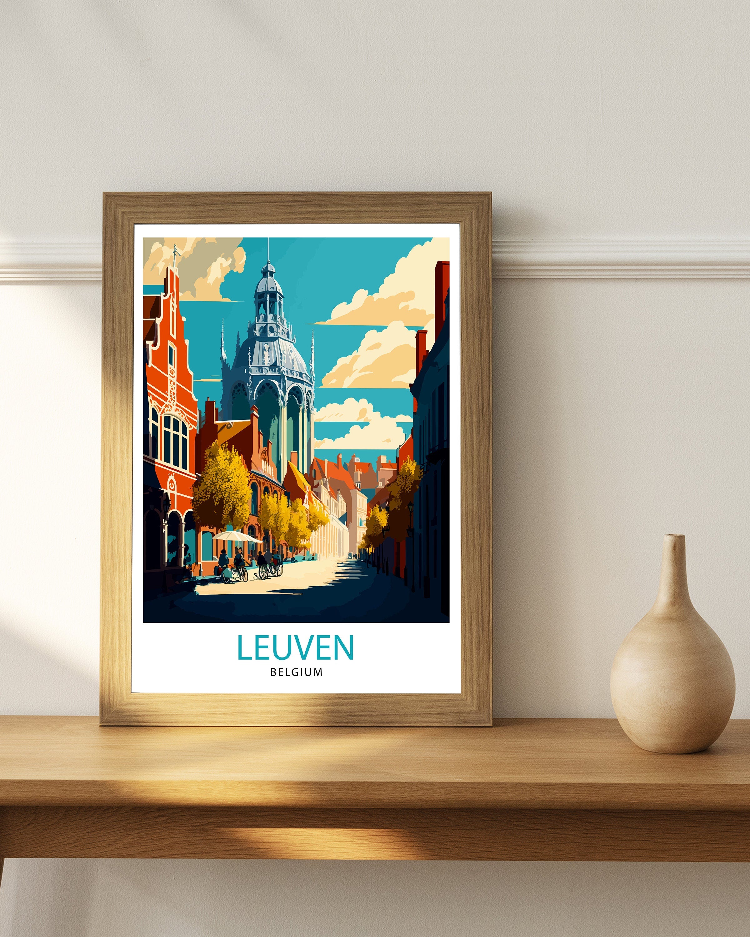 Leuven Belgium Illustration Print, Travel Home Decor