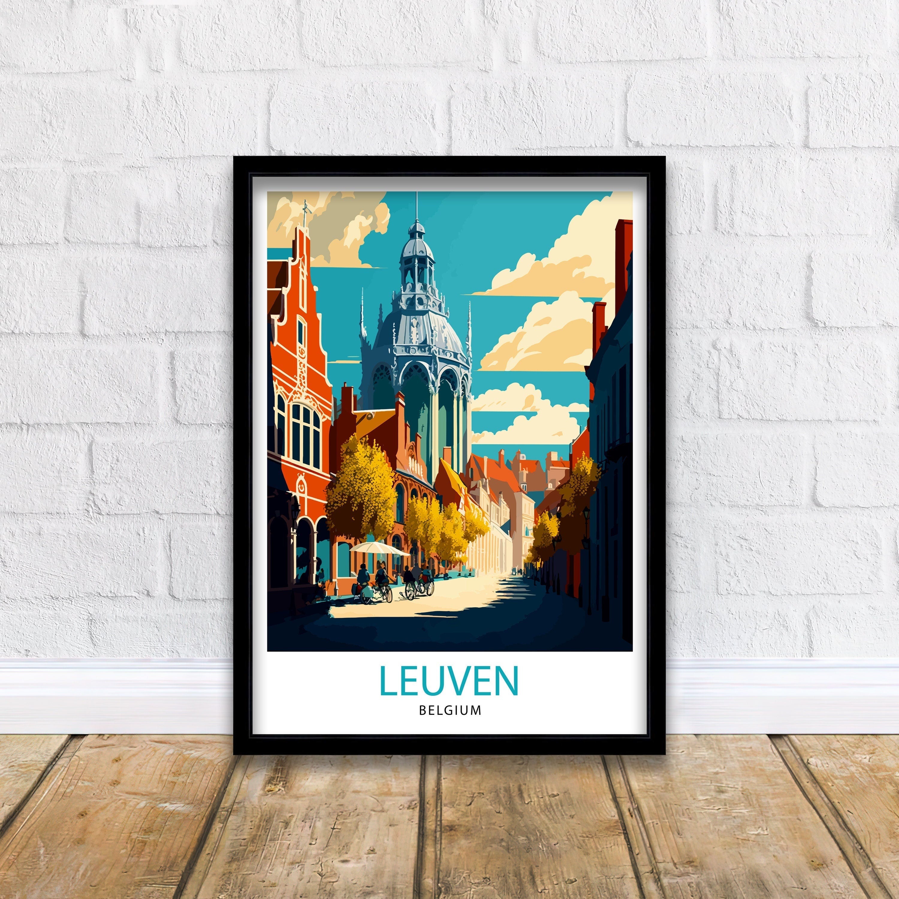 Leuven Belgium Illustration Print, Travel Home Decor