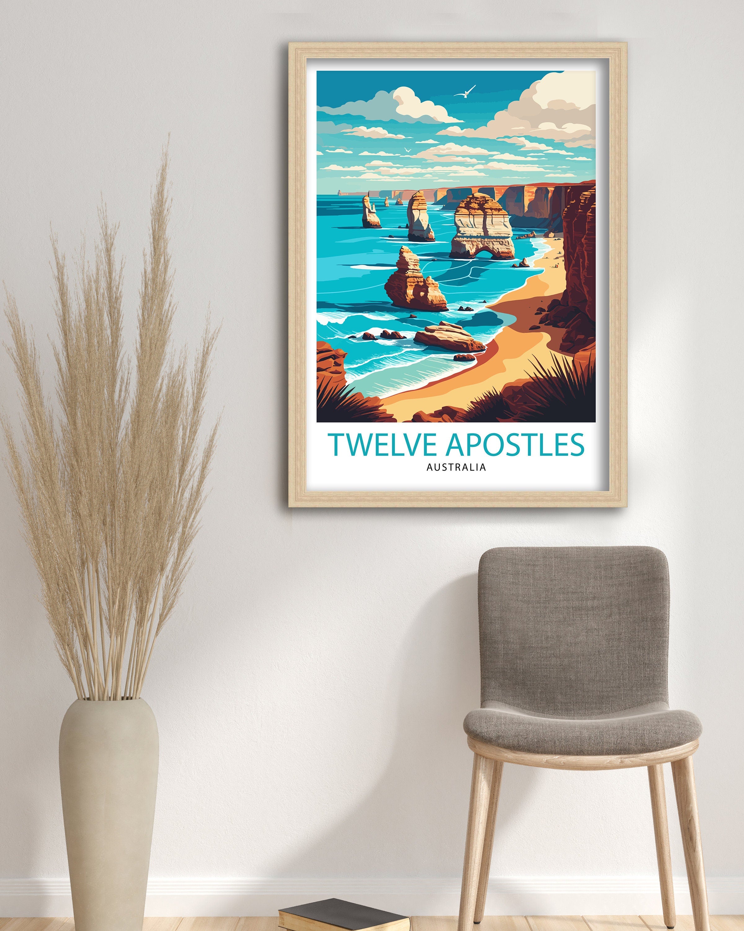 Twelve Apostles Australia Travel Poster, Coastal Print