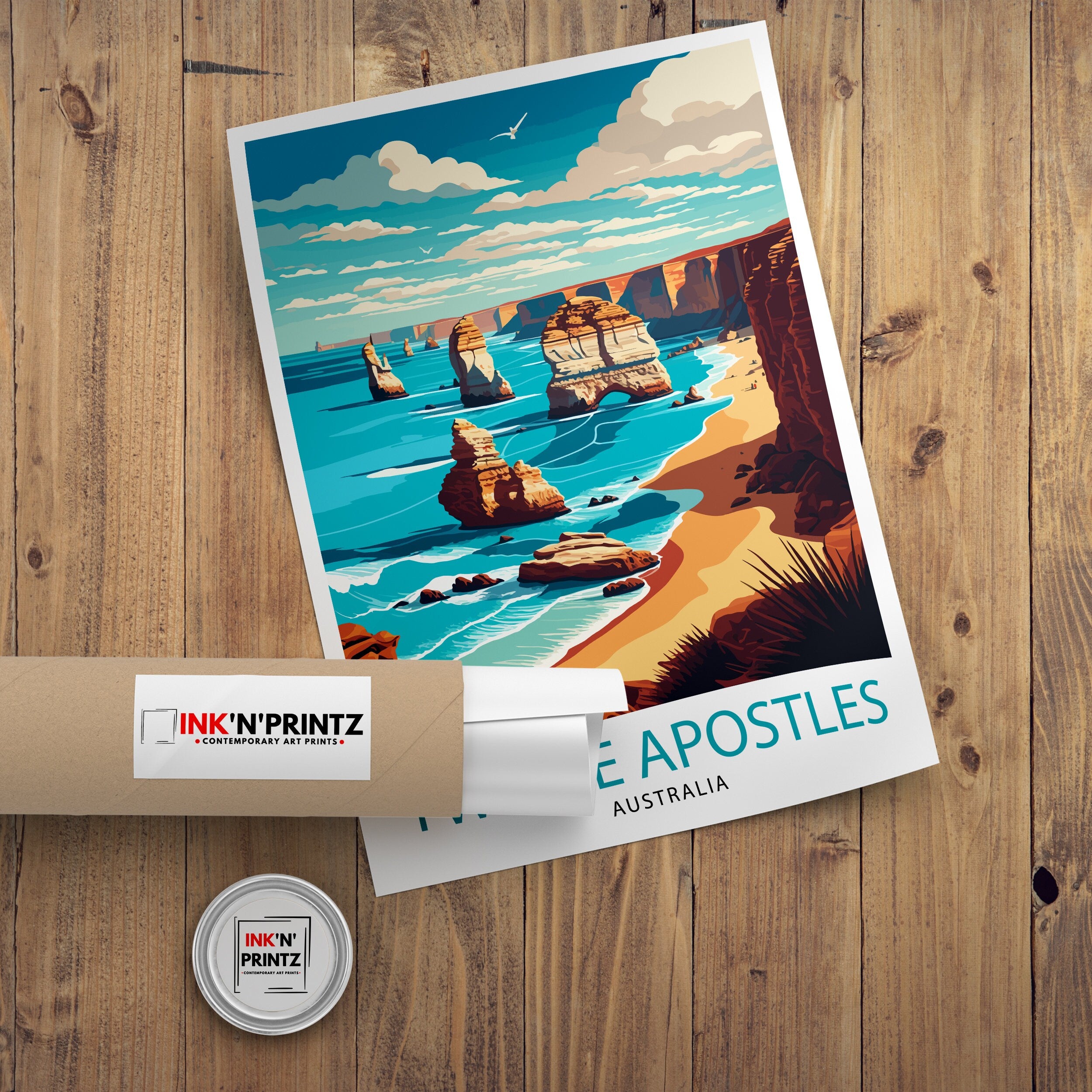 Twelve Apostles Australia Travel Poster, Coastal Print