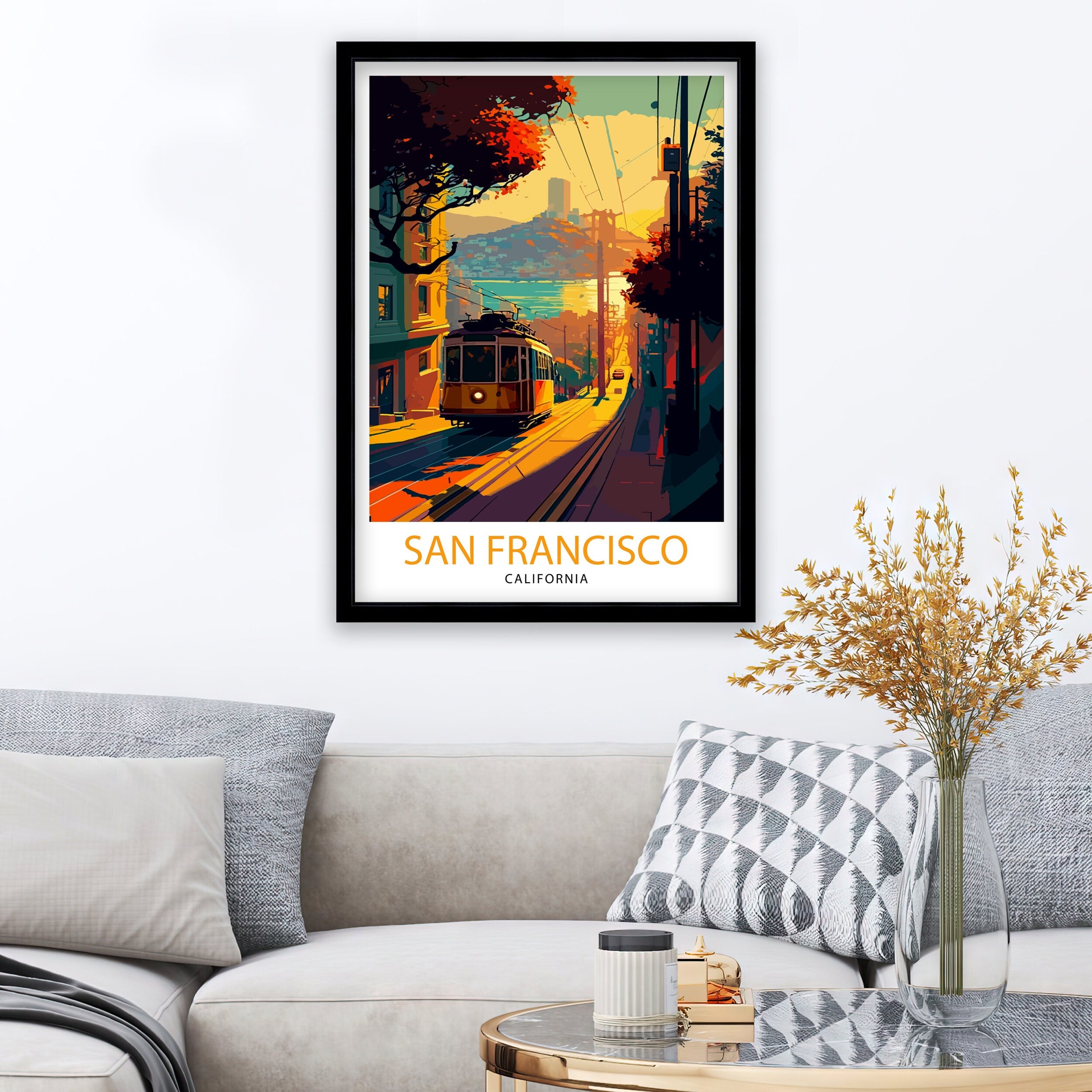 San Francisco Travel Print | Golden Gate Bridge Illustration