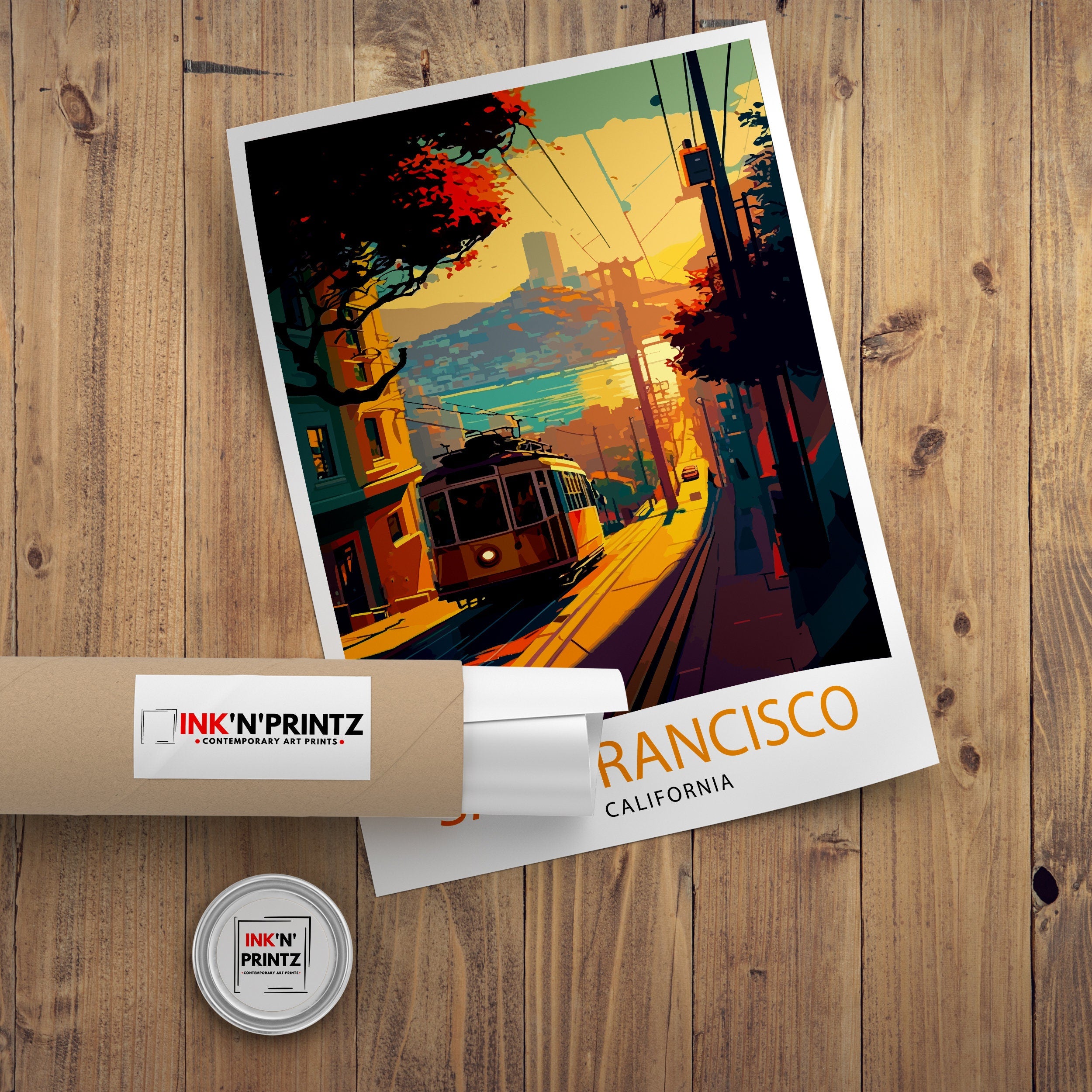 San Francisco Travel Print | Golden Gate Bridge Illustration