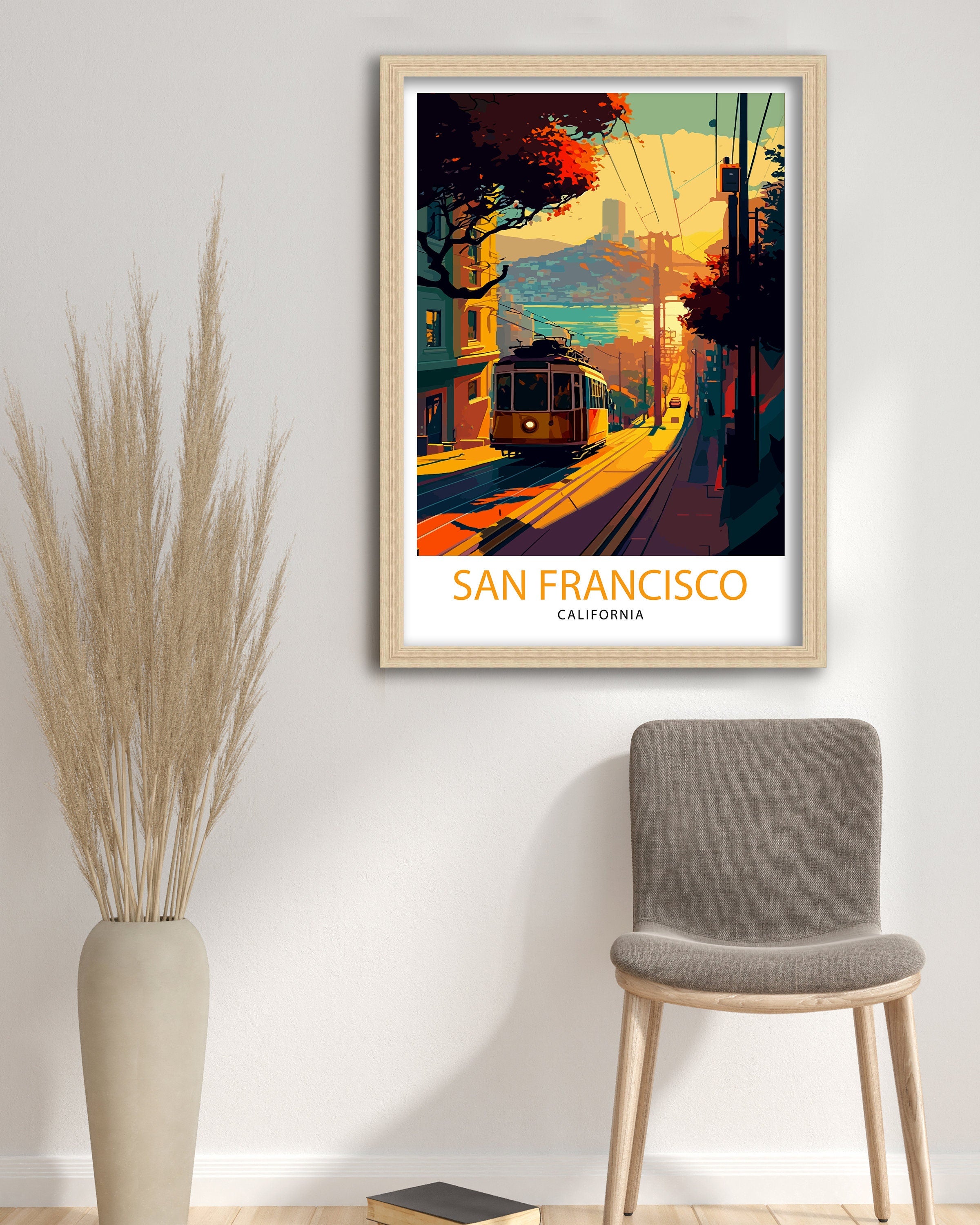 San Francisco Travel Print | Golden Gate Bridge Illustration