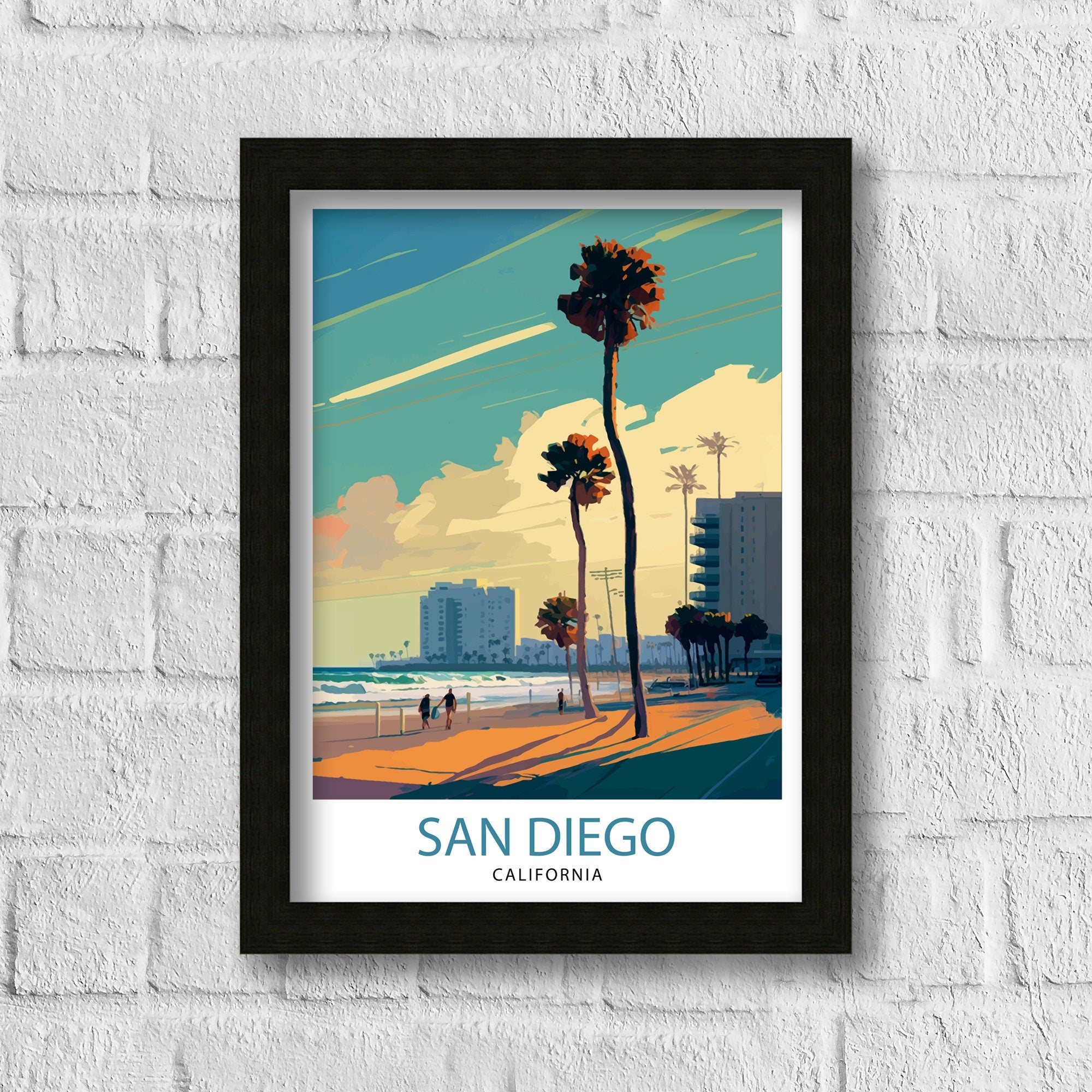 San Diego Skyline Travel Print | California Home Decor