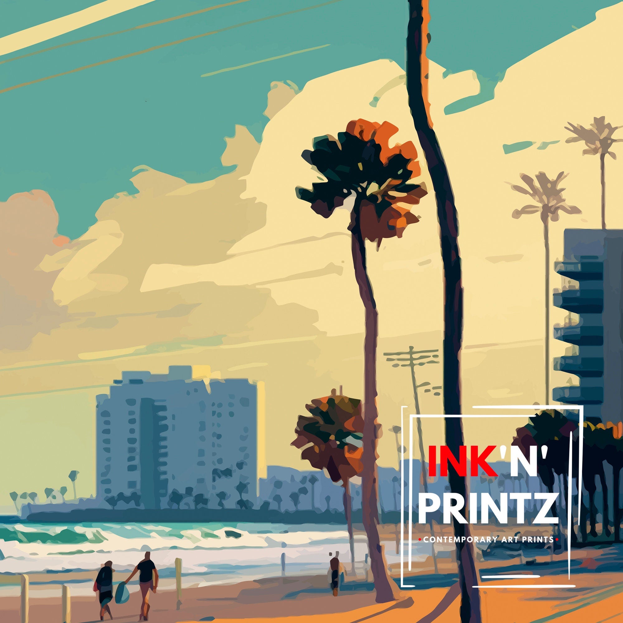 San Diego Skyline Travel Print | California Home Decor