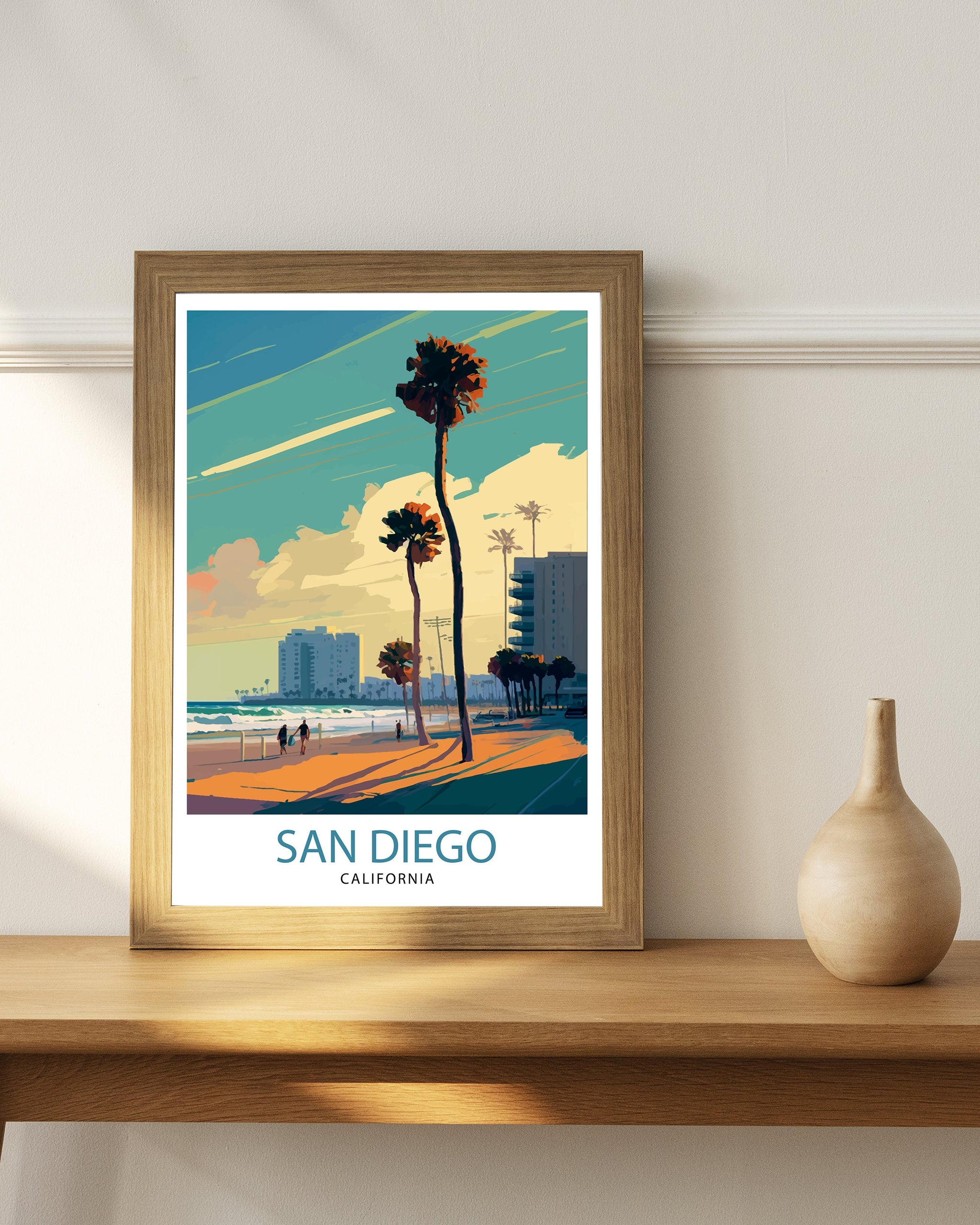 San Diego Skyline Travel Print | California Home Decor