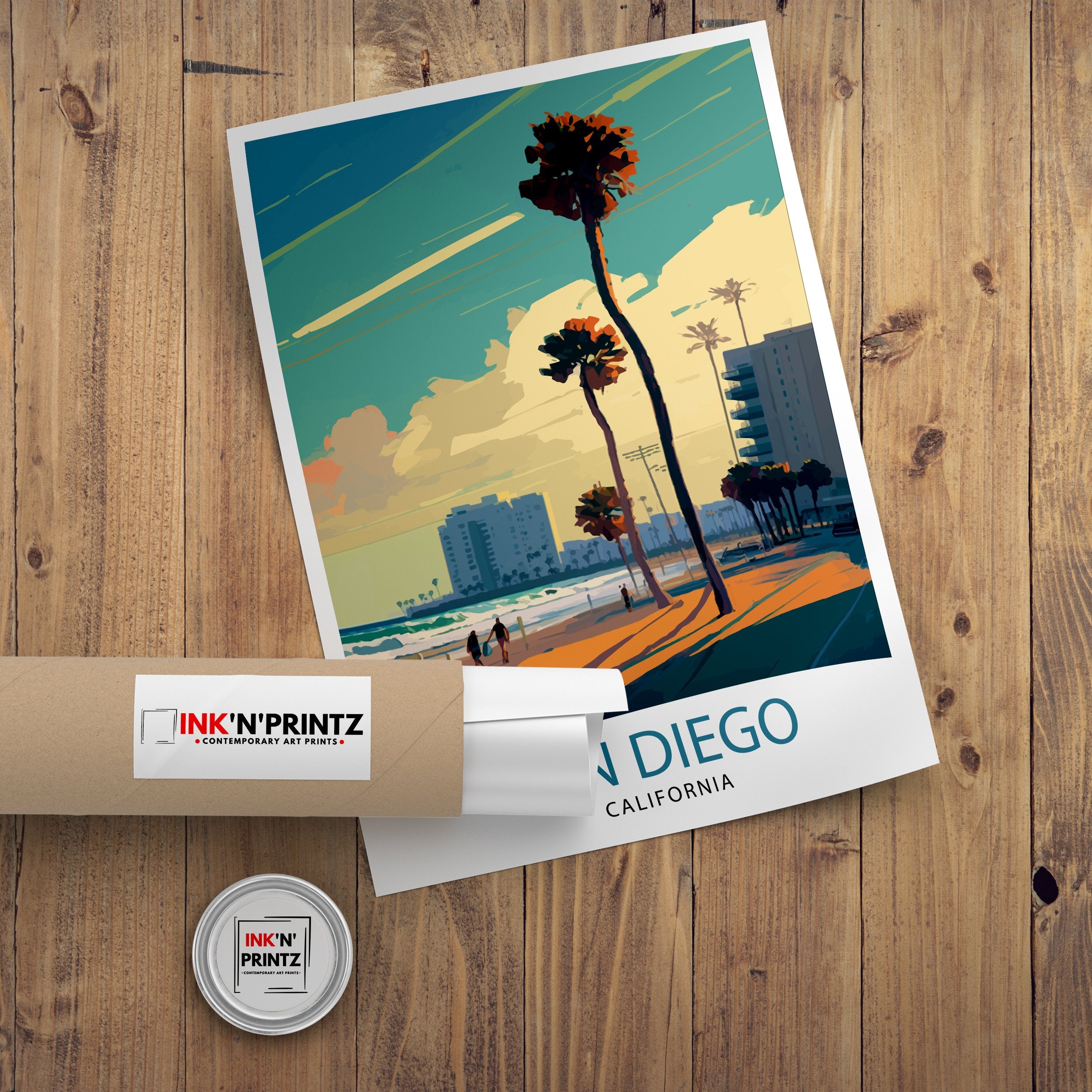 San Diego Skyline Travel Print | California Home Decor