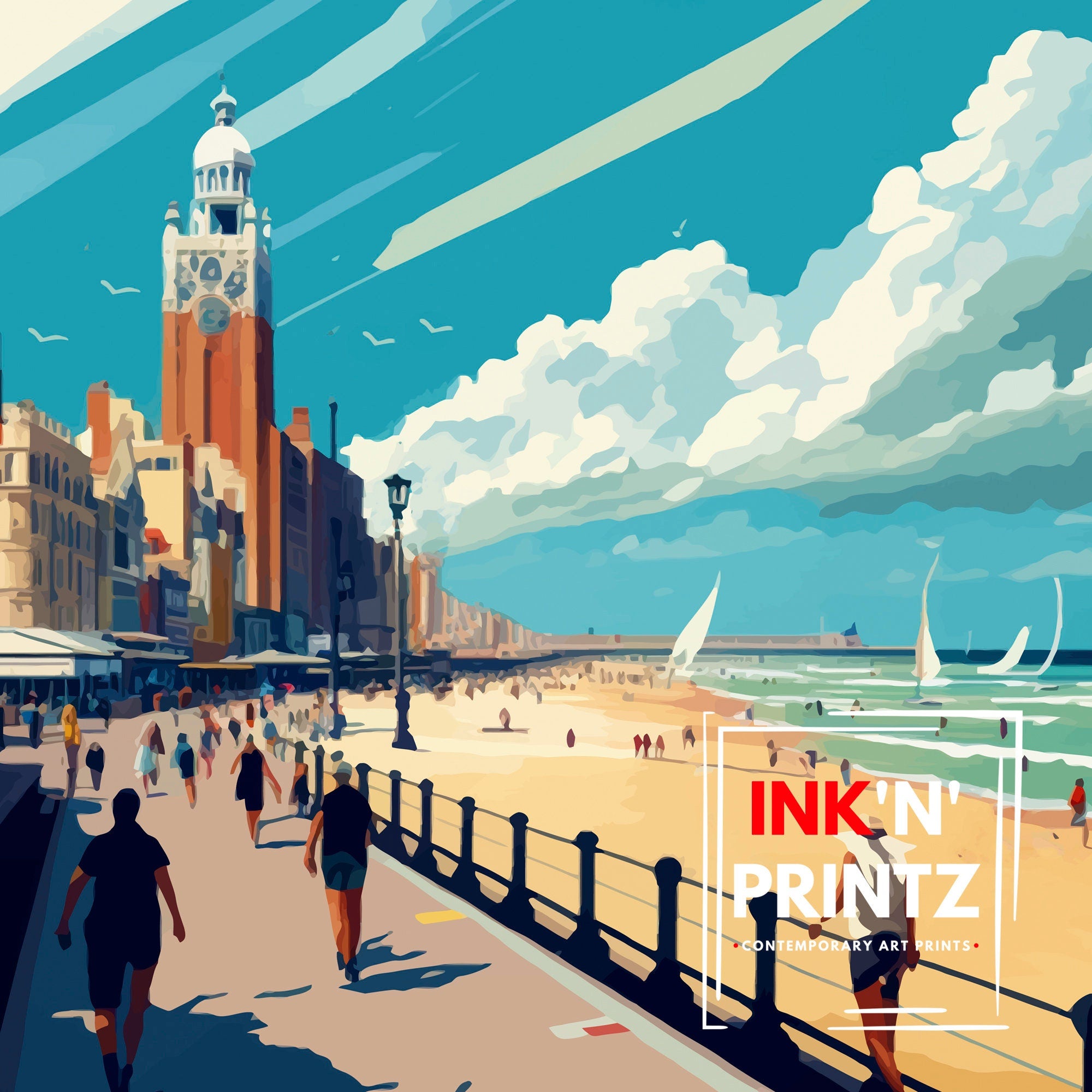 Ostend Belgium Travel Print Ostend Wall Art Ostend Home Decor Ostend Belgium Illustration Travel Poster Gift For Belgium Belgium Home Decor