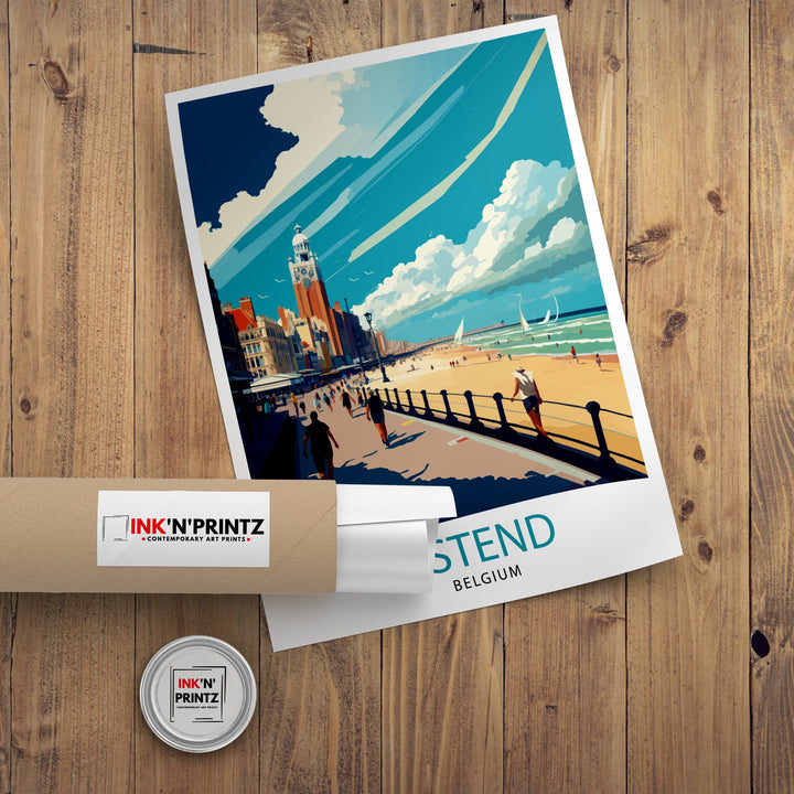 Ostend Belgium Travel Poster Ostend Wall Art Ostend Home Decor Ostend Belgium Illustration Travel Poster Gift For Belgium Belgium Home Decor