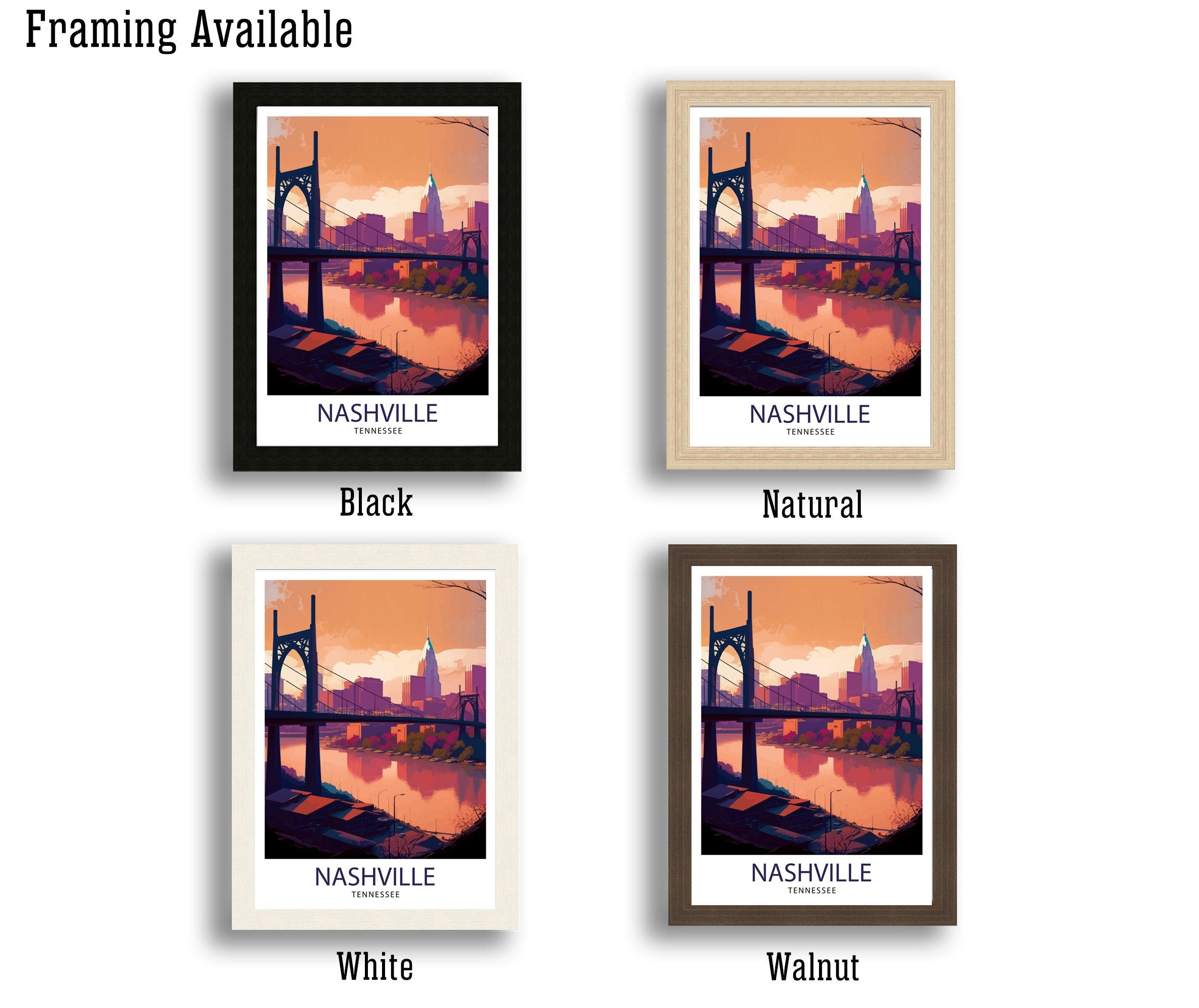 Nashville Travel Print| Nashville Wall Art Nashville Poster Music City Decor Tennessee Print Nashville Illustration Travel Poster Nashville