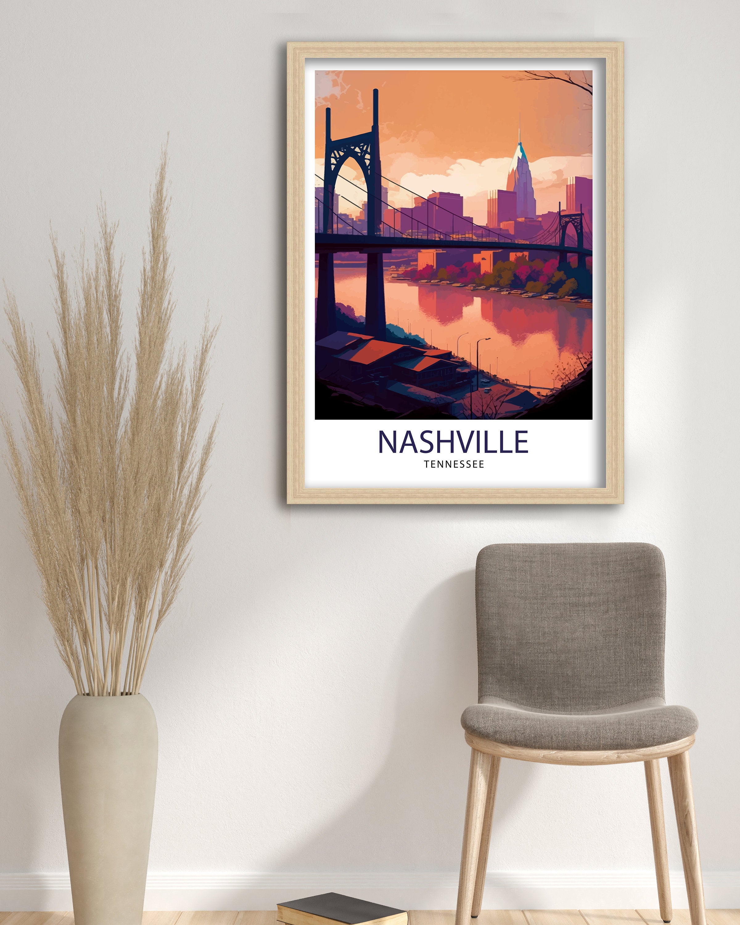 Nashville Travel Print| Nashville Wall Art Nashville Poster Music City Decor Tennessee Print Nashville Illustration Travel Poster Nashville