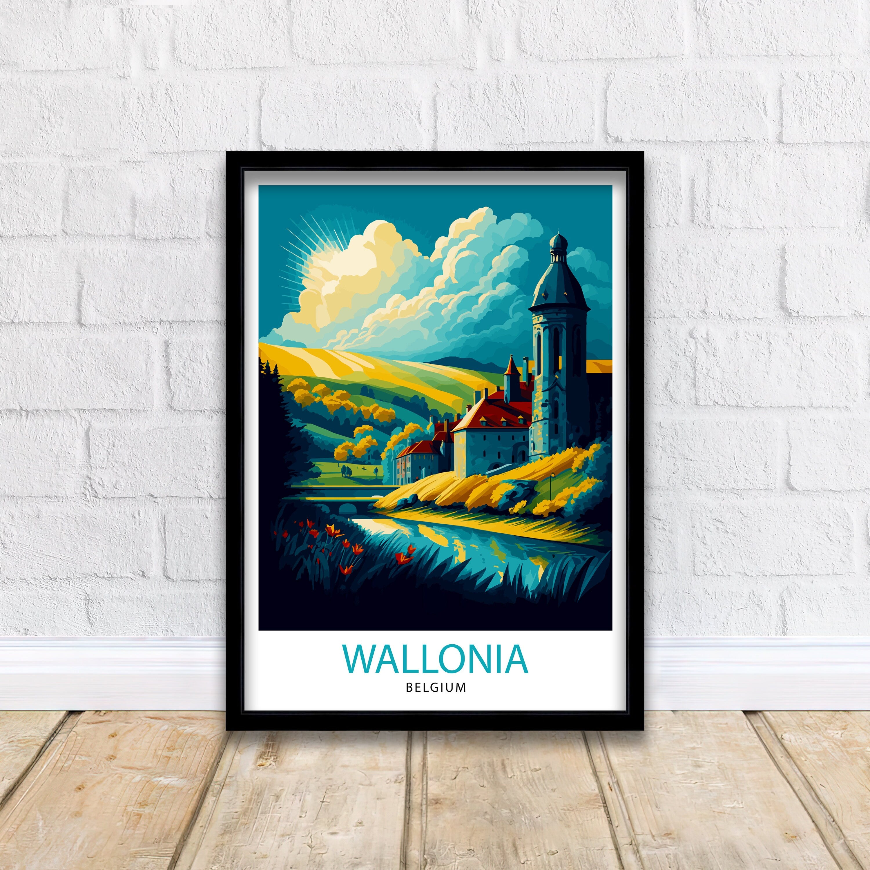 Wallonia Travel Print| Wallonia Wall Art Wallonia Home Decor Wallonia Belgium Illustration Travel Poster Gift For Wallonia Lovers