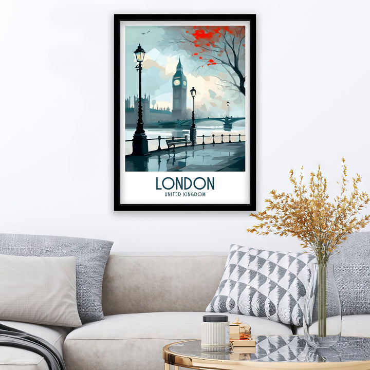 London Travel Poster London Wall Art London Home Decor London Illustration Travel Poster Gift For London UK Home Decor