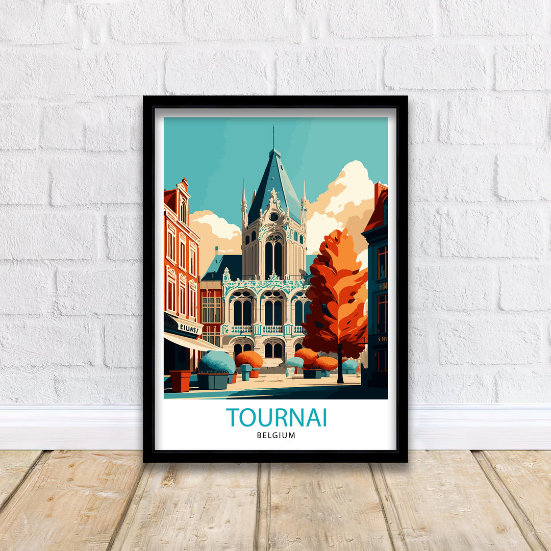 Tournai Belgium Travel Poster Tournai