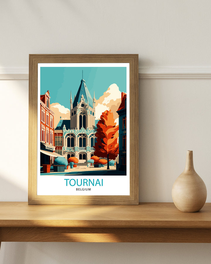 Tournai Belgium Travel Poster Tournai