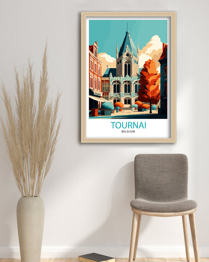 Tournai Belgium Travel Poster Tournai