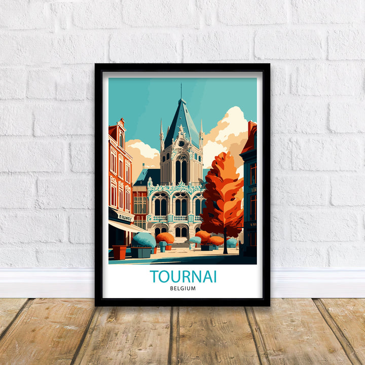 Tournai Belgium Travel Poster Tournai