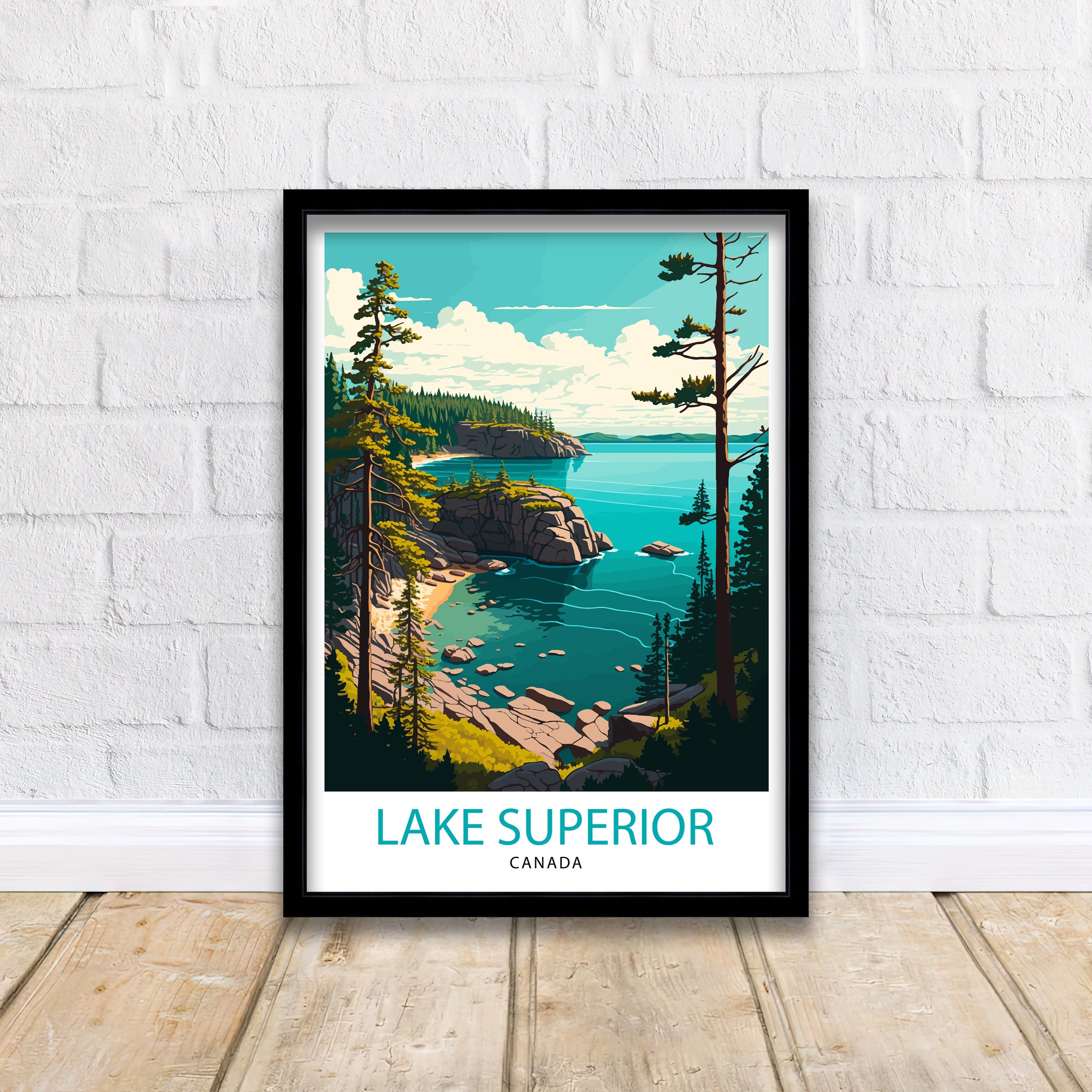 Lake Superior Canada Travel Poster, Scenic Wall Art
