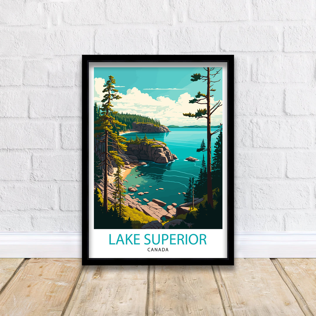 Lake Superior Canada Travel Poster Lake Superior Wall Art Canada Travel Poster Lake Superior Home Decor Lake Superior Illustration Gift