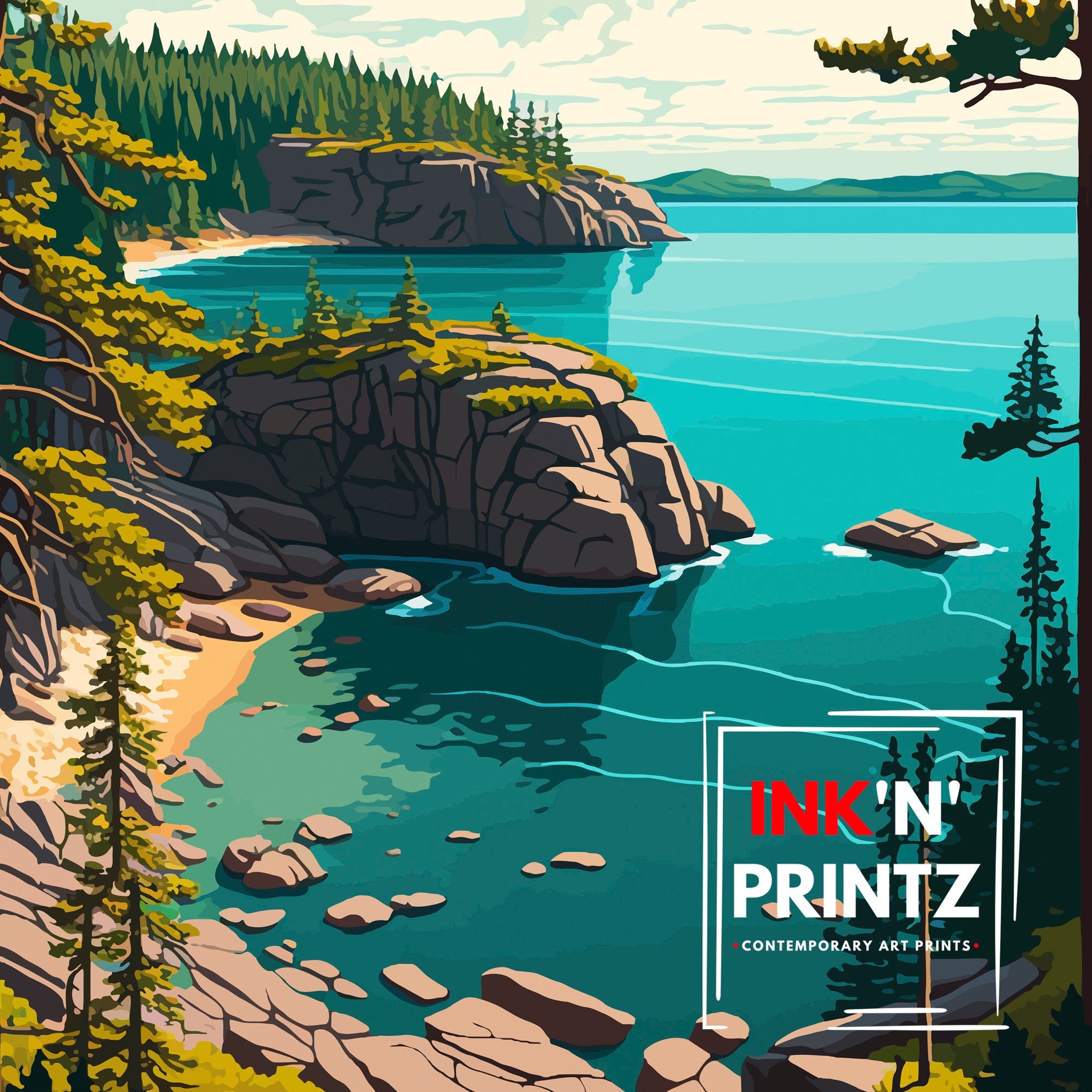 Lake Superior Canada Travel Poster, Scenic Wall Art