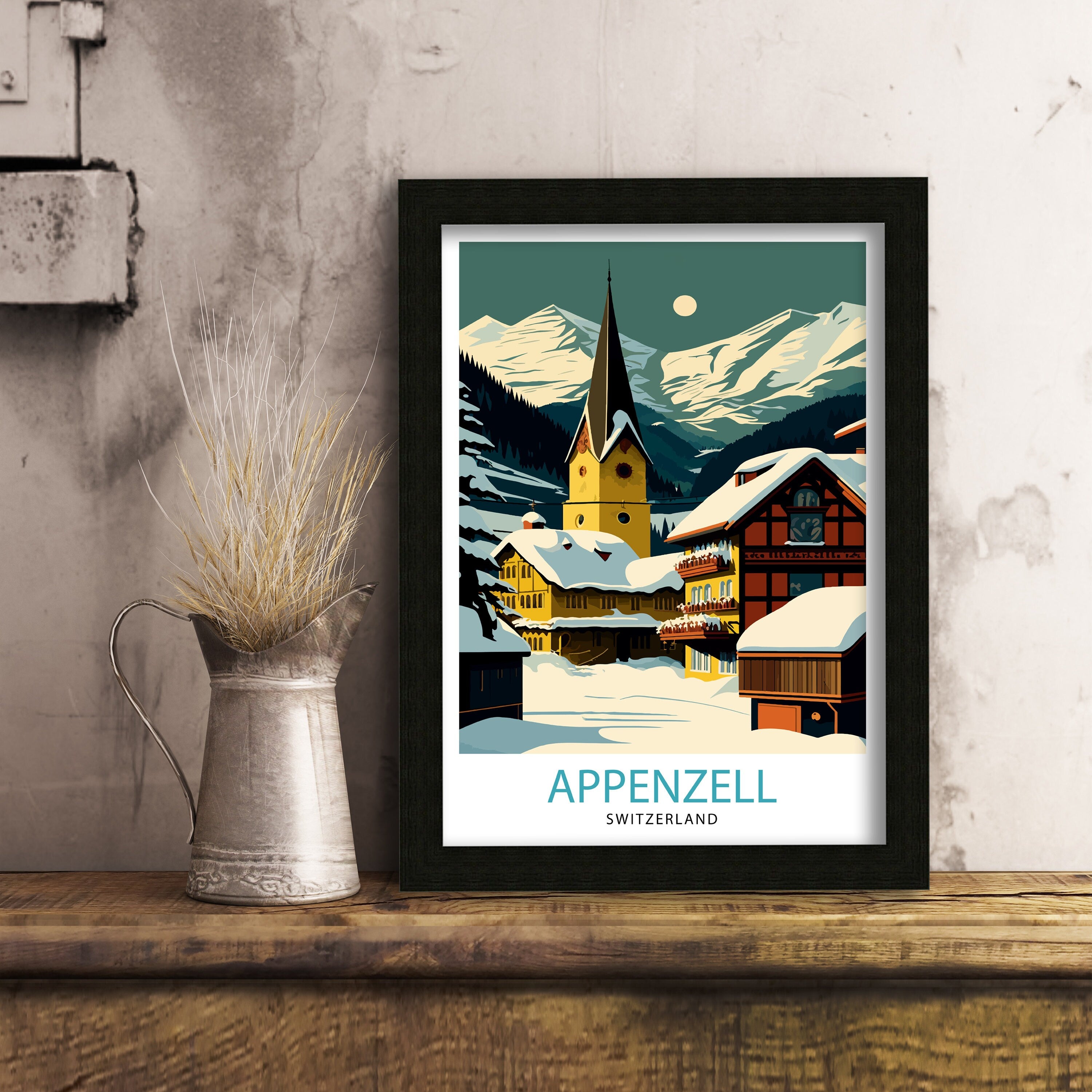 Appenzell Switzerland Travel Print Appenzell Wall Decor Appenzell Illustration Travel Poster Gift For Appenzell Switzerland Home Decor