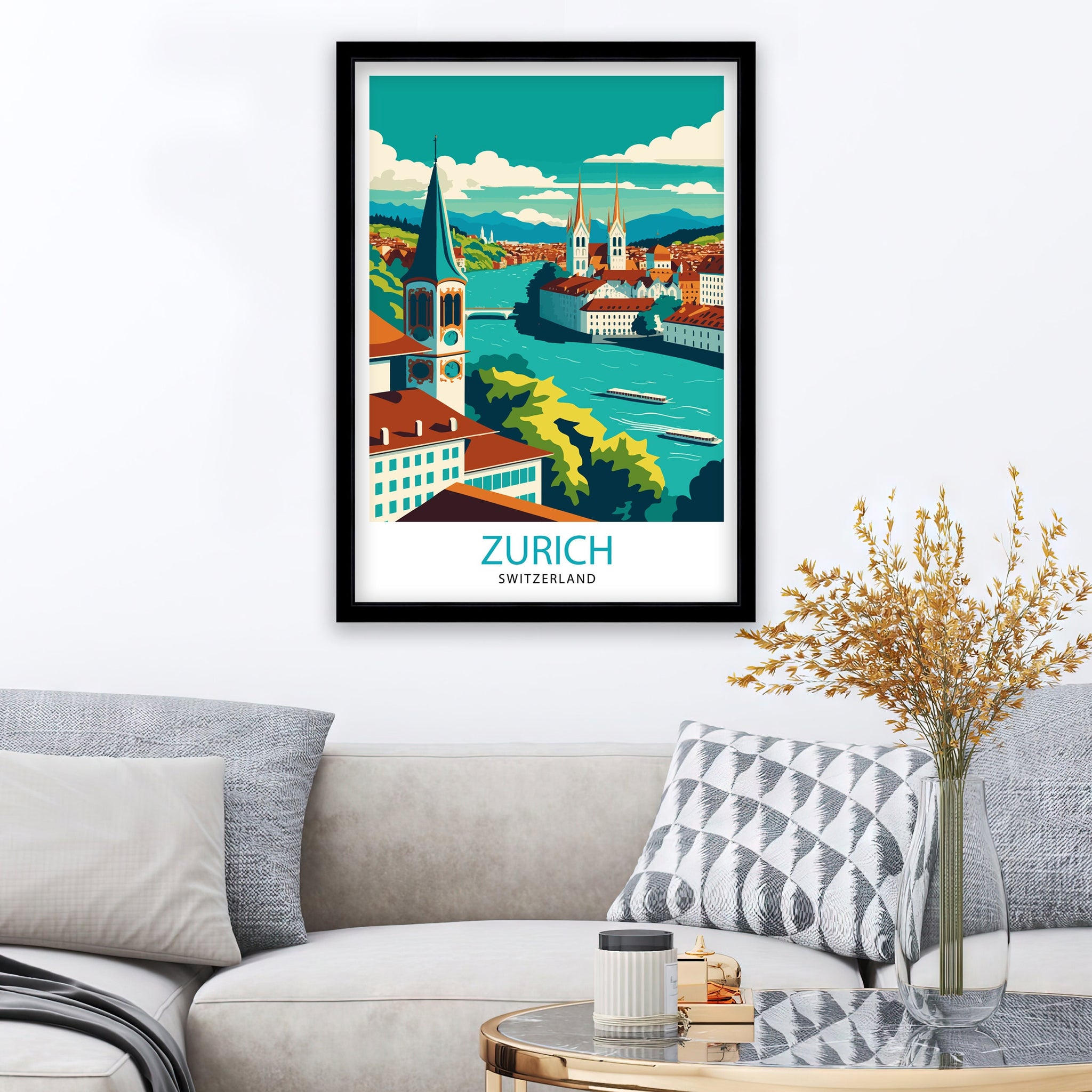 Zurich Switzerland Art Print, Travel Poster