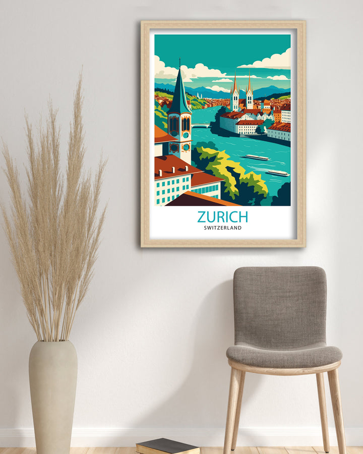 Zurich Switzerland Travel Poster Zurich