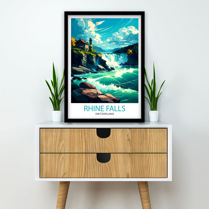 Rhine Falls Switzerland Travel Poster