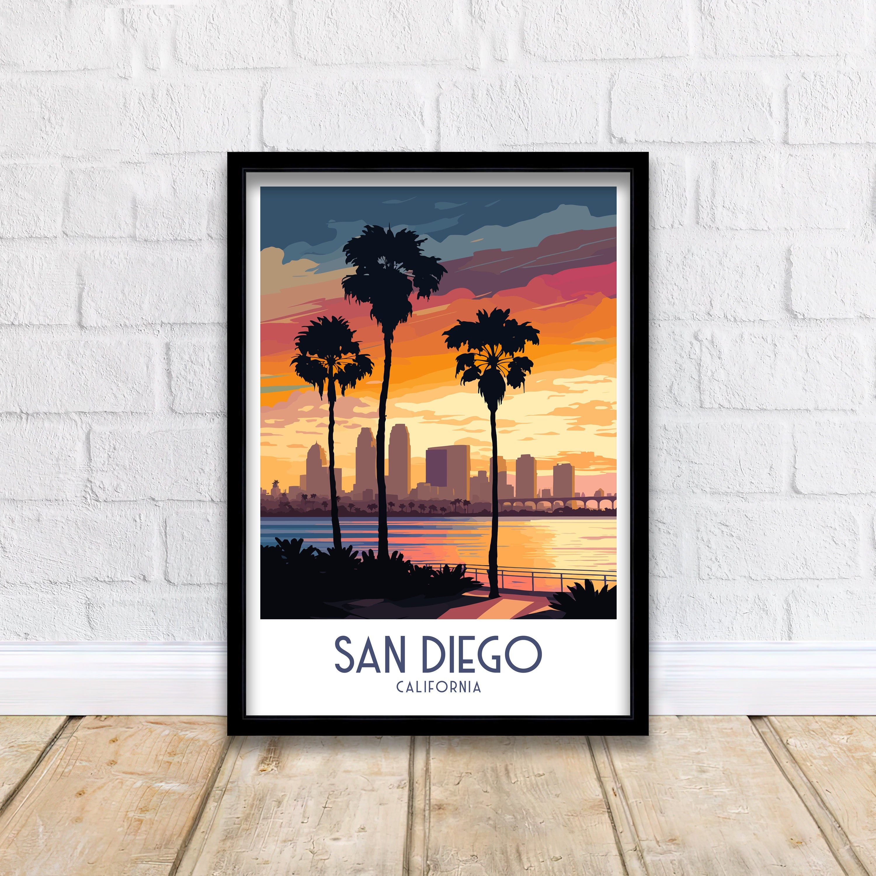 San Diego Travel Print | California Cityscape Illustration