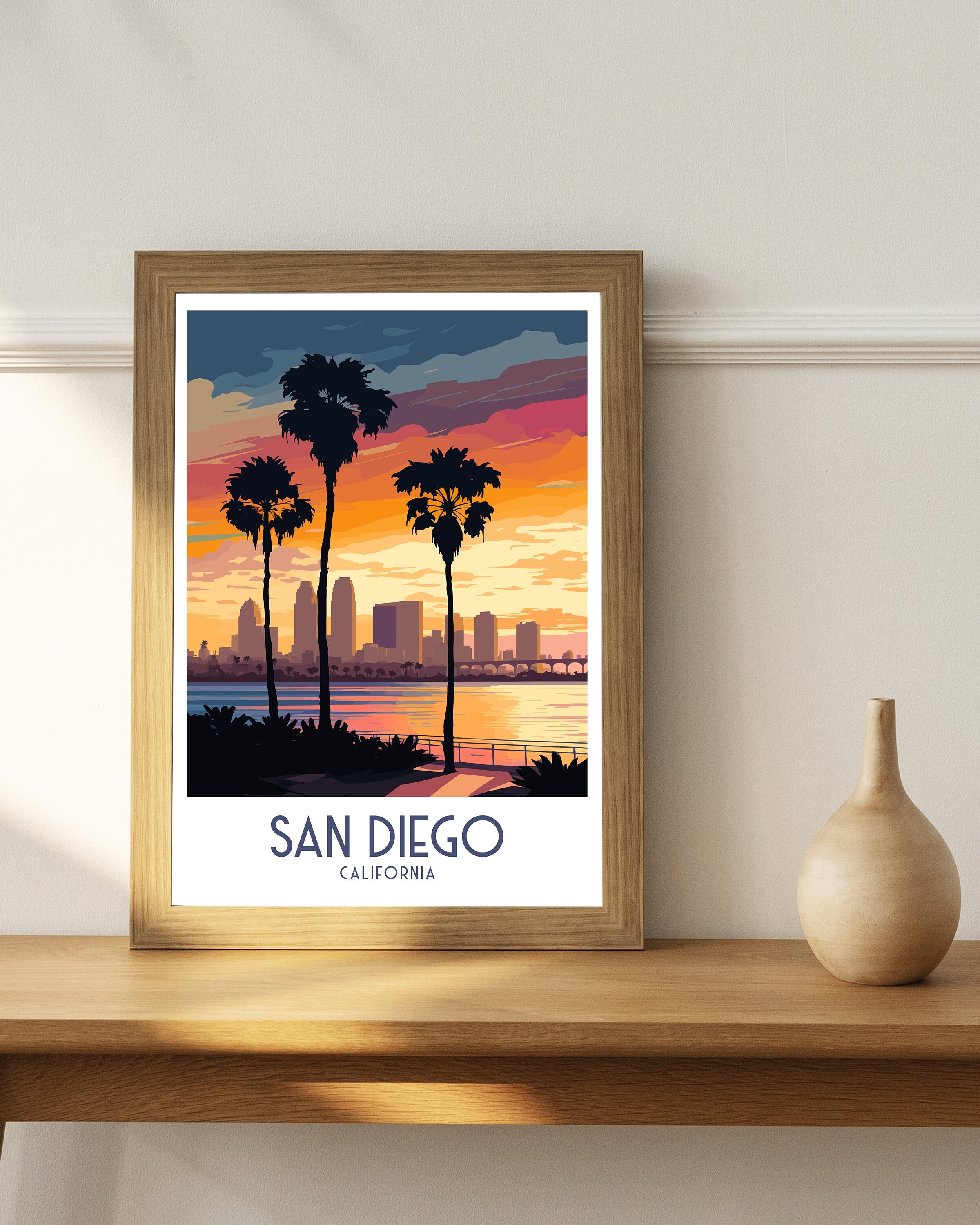 San Diego Travel Print | California Cityscape Illustration