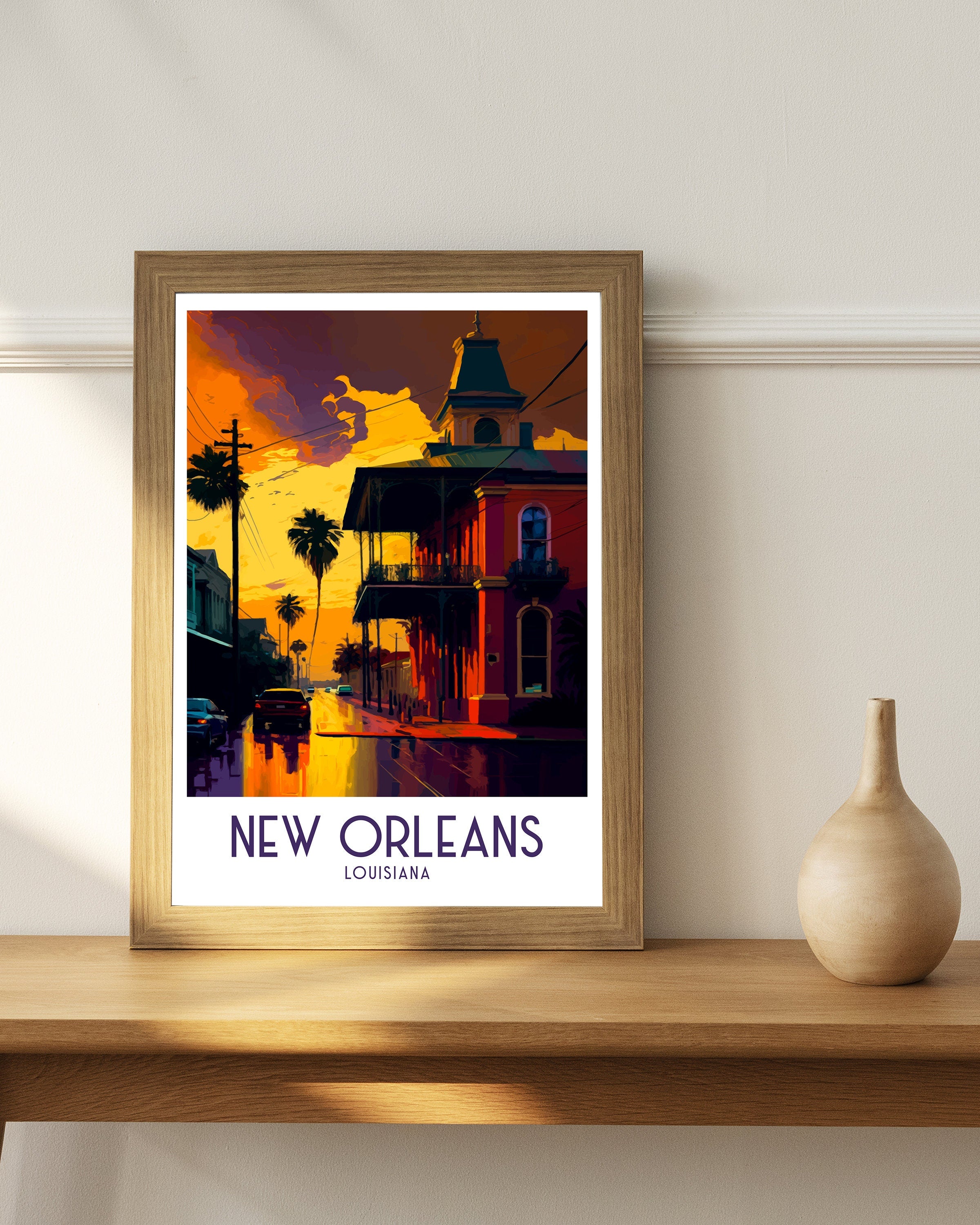 New Orleans Travel Poster | Louisiana Architecture Art Print