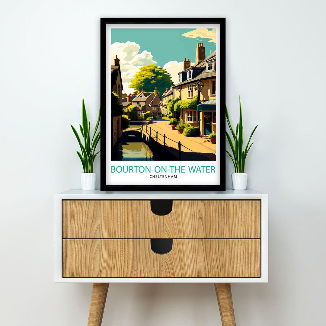 Bourton on Water Cotswolds Travel Poster Wall Art, Home Decor Cotswolds Illustration Travel Poster Gift for Travelers