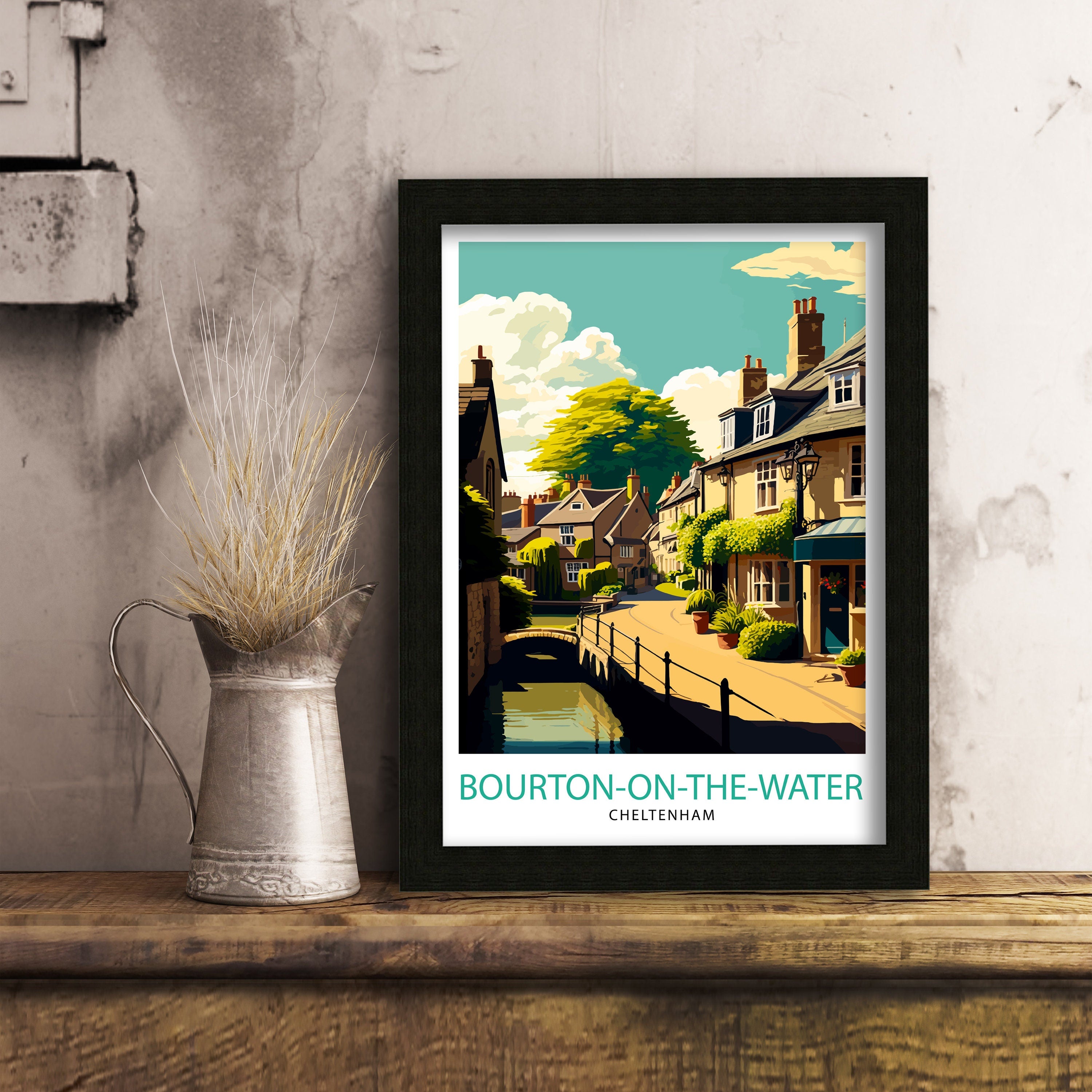 Bourton-on-the-Water Print, Cotswolds Travel Poster