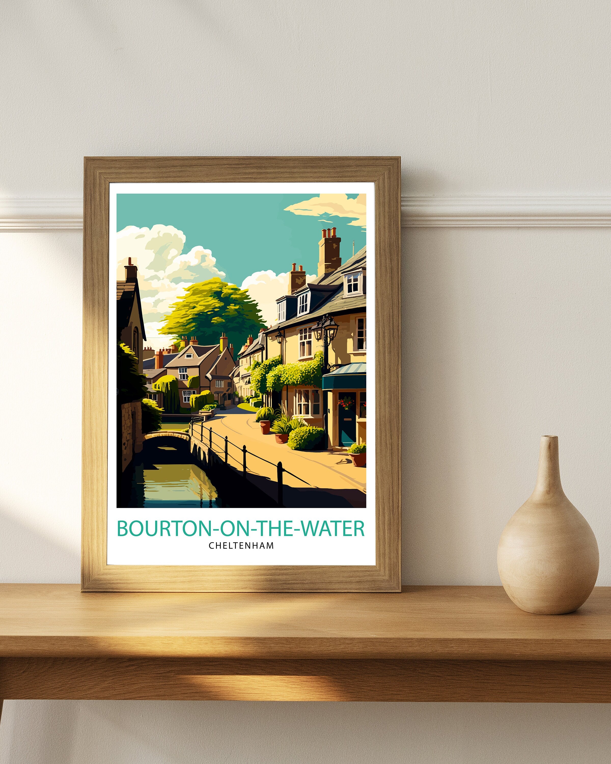 Bourton-on-the-Water Print, Cotswolds Travel Poster