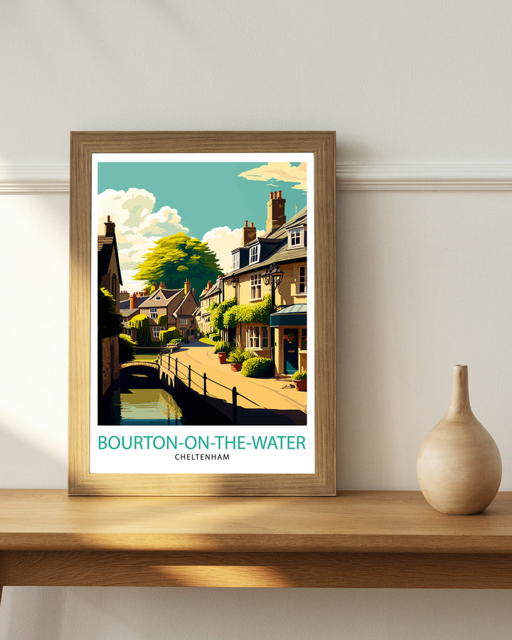 Bourton on Water Cotswolds Travel Poster Wall Art, Home Decor Cotswolds Illustration Travel Poster Gift for Travelers